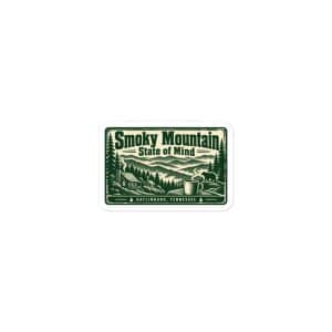 Gatlinburg and the Smokies Vinyl Sticker: Smoky Mountain State of Mind, Forest Ink Stamp - 3″×3″ - Main