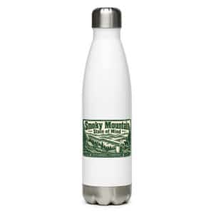 Gatlinburg and the Smokies Stainless Steel Water Bottle: Smoky Mountain State of Mind, Forest Ink Stamp - 17 oz - Main