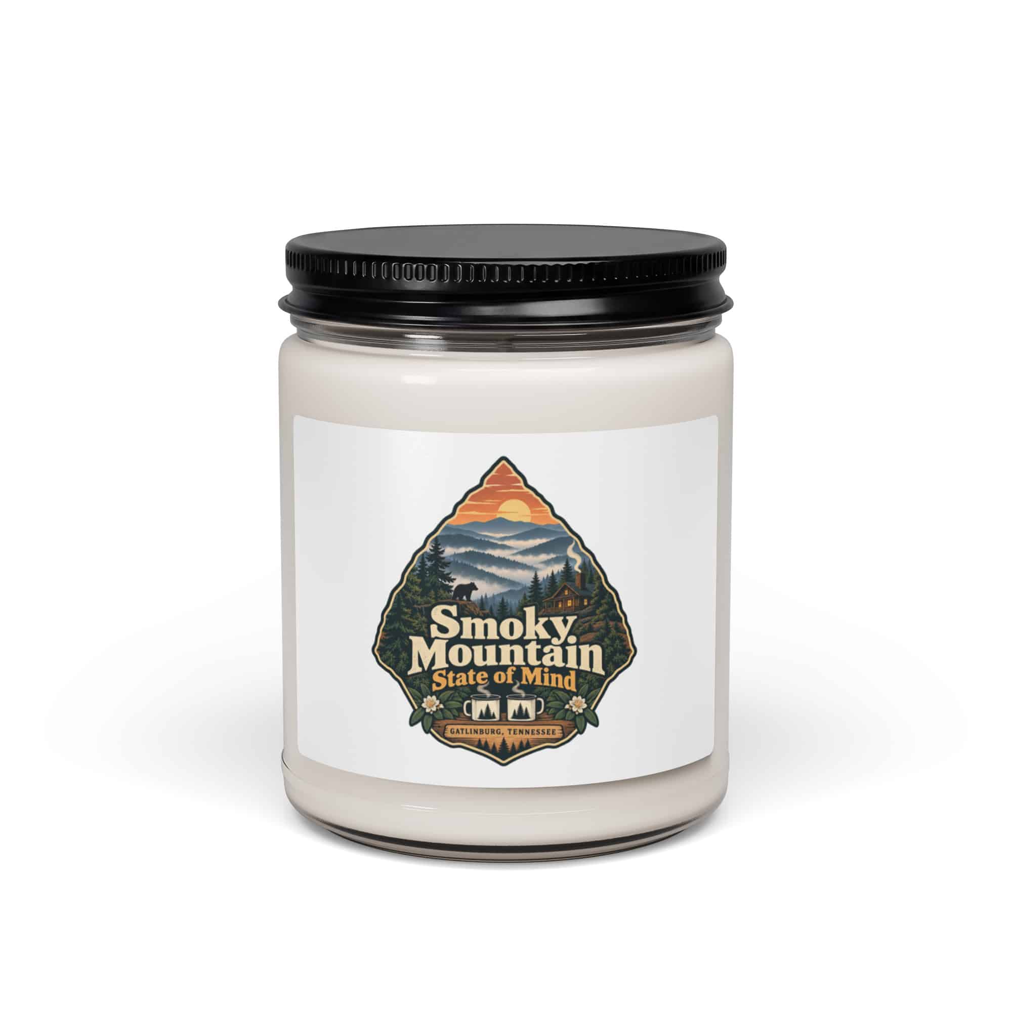 Gatlinburg and the Smokies Soy Wax Candle: Smoky Mountain State of Mind, Scenic Shield Badge