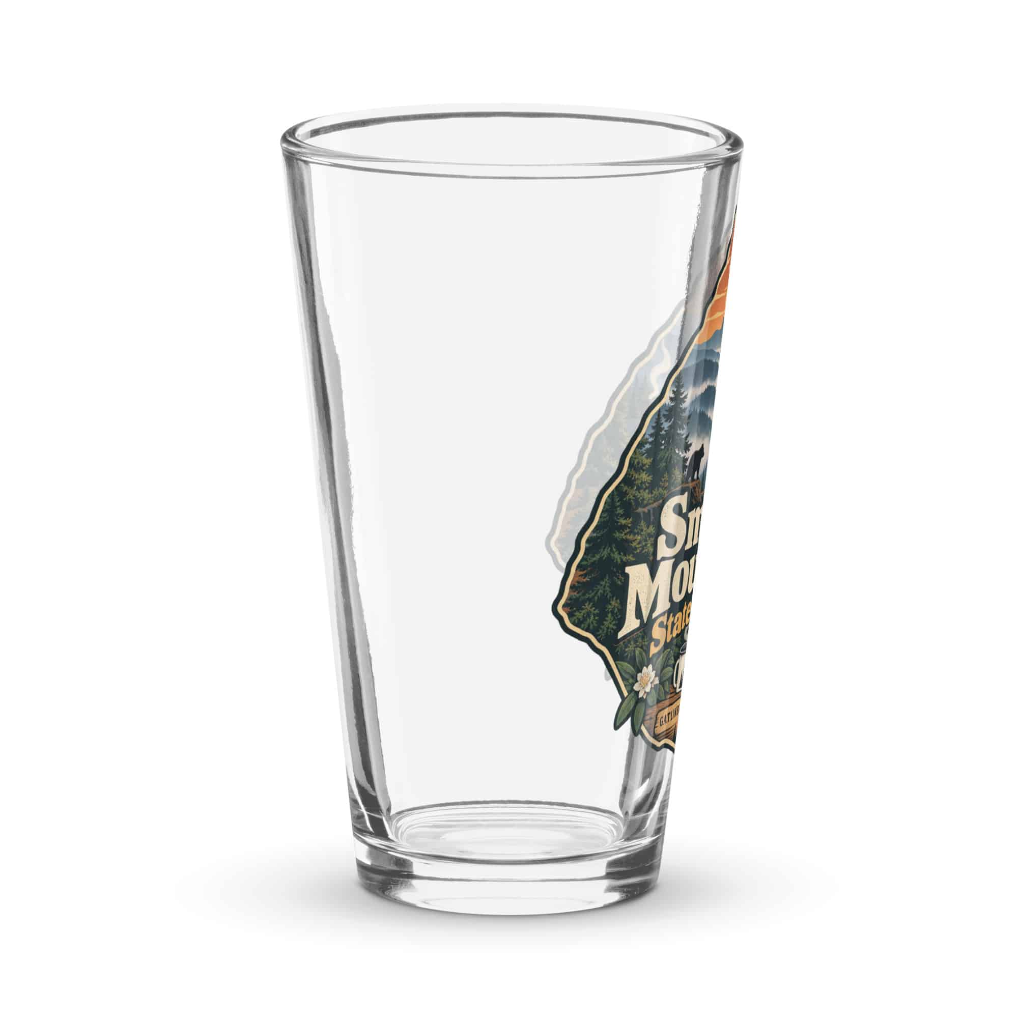 Gatlinburg and the Smokies Pint Glass: Smoky Mountain State of Mind, Scenic Shield Badge