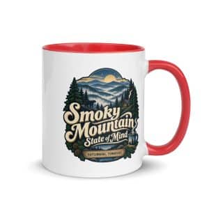 Gatlinburg and the Smokies Color Inside Coffee Mug: Smoky Mountain State of Mind, Woodland Scenic Lettering - 11 oz - Main