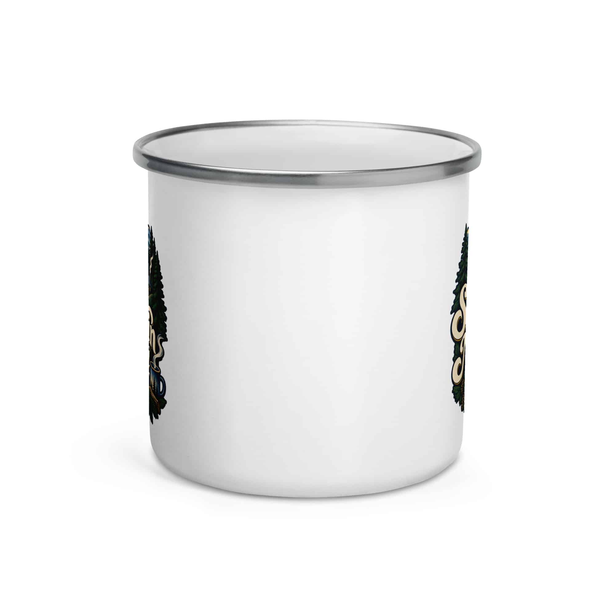 Gatlinburg and the Smokies Enamel Camp Mug: Smoky Mountain State of Mind, Woodland Scenic Lettering