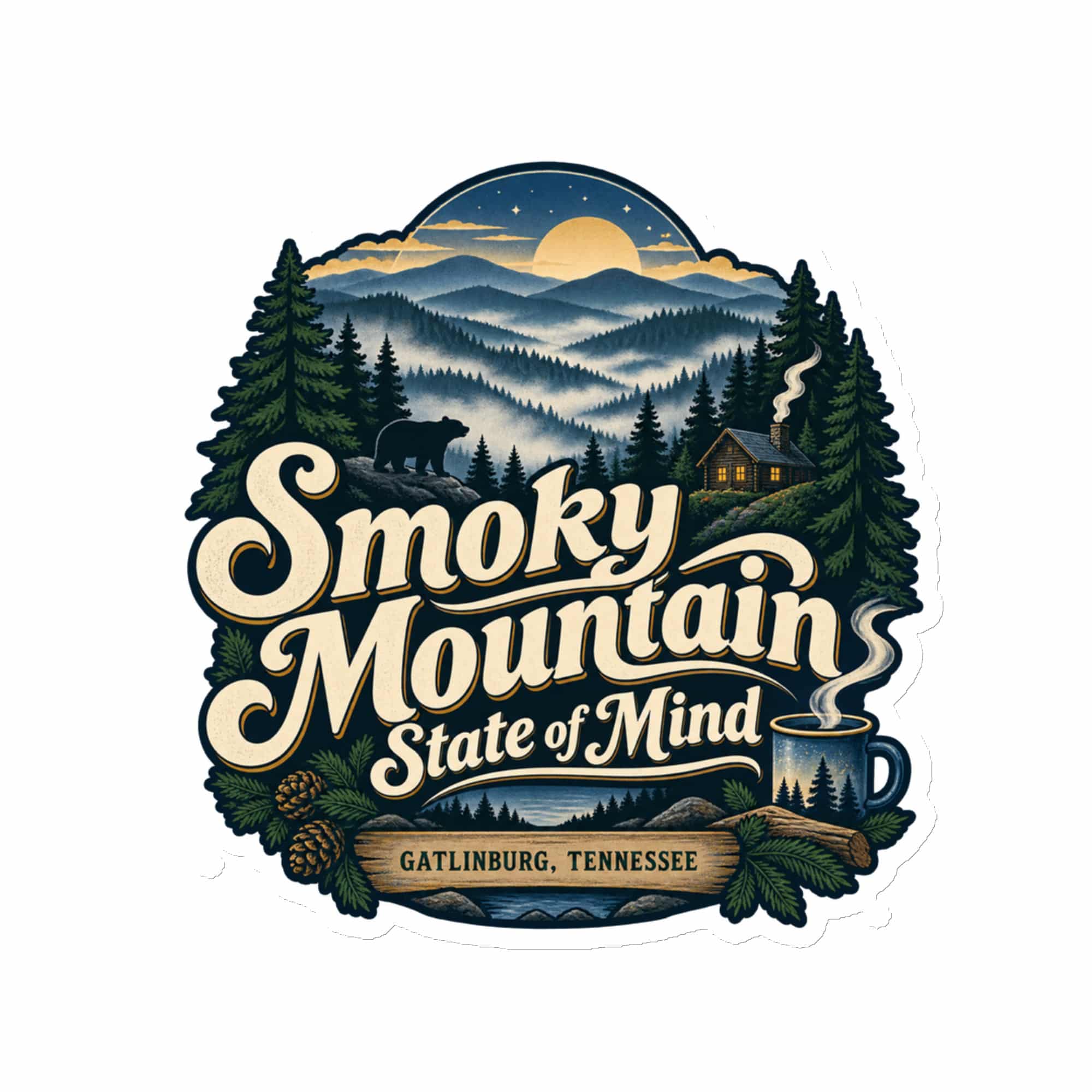 Gatlinburg and the Smokies Die-Cut Magnet: Smoky Mountain State of Mind, Woodland Scenic Lettering