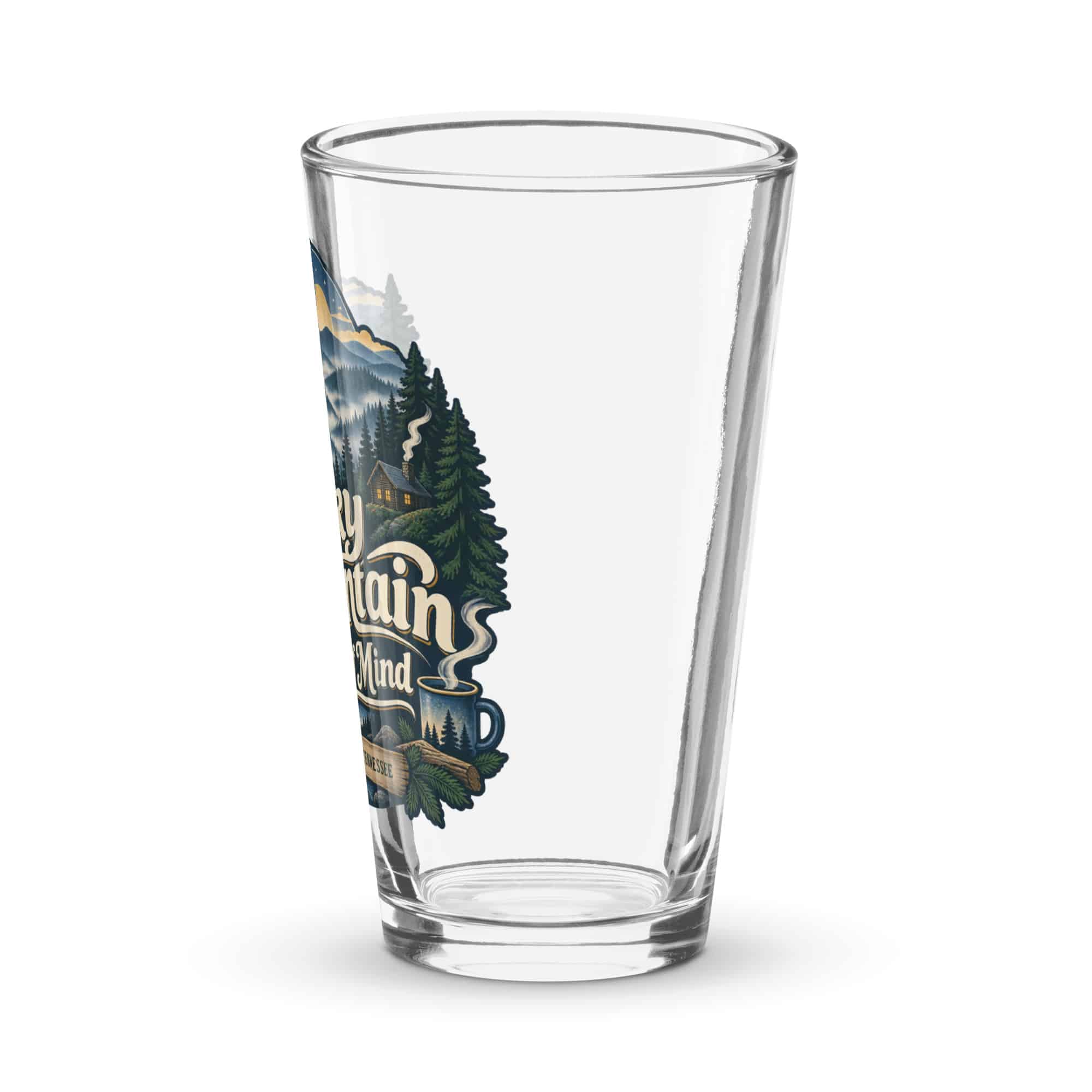 Gatlinburg and the Smokies Pint Glass: Smoky Mountain State of Mind, Woodland Scenic Lettering