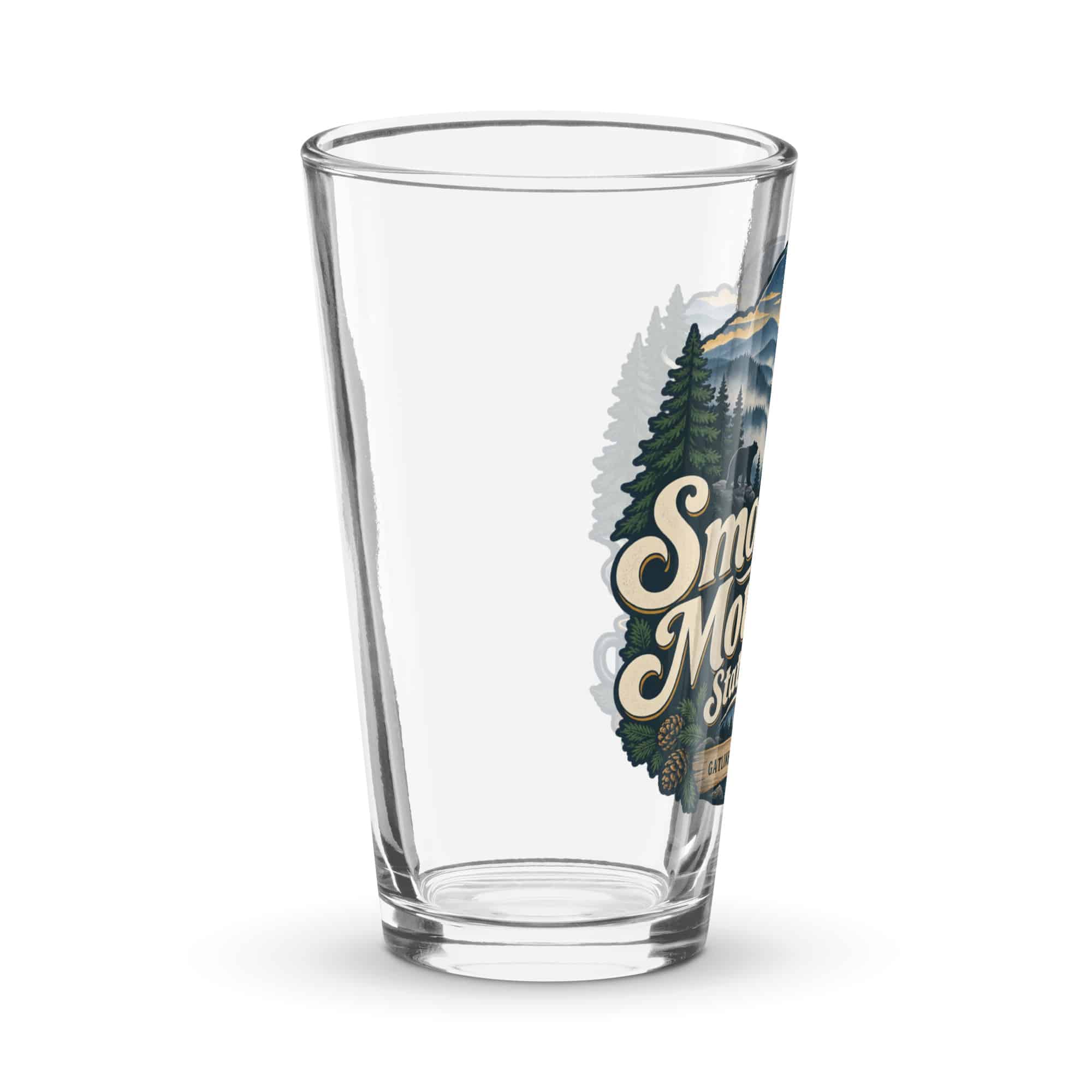 Gatlinburg and the Smokies Pint Glass: Smoky Mountain State of Mind, Woodland Scenic Lettering
