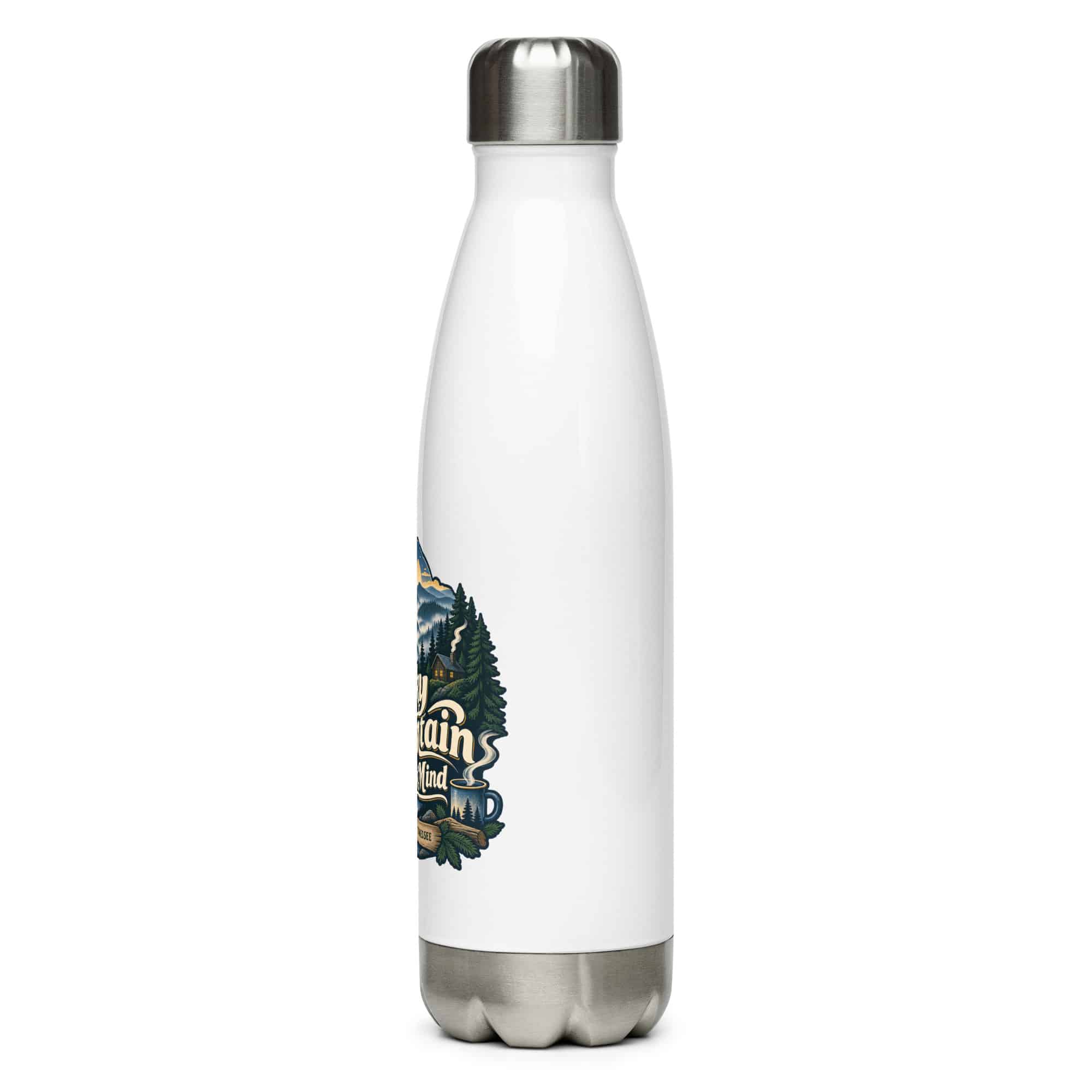 Gatlinburg and the Smokies Stainless Steel Water Bottle: Smoky Mountain State of Mind, Woodland Scenic Lettering