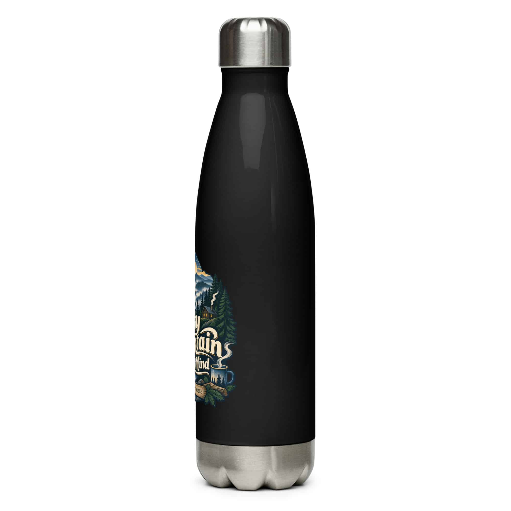 Gatlinburg and the Smokies Stainless Steel Water Bottle: Smoky Mountain State of Mind, Woodland Scenic Lettering