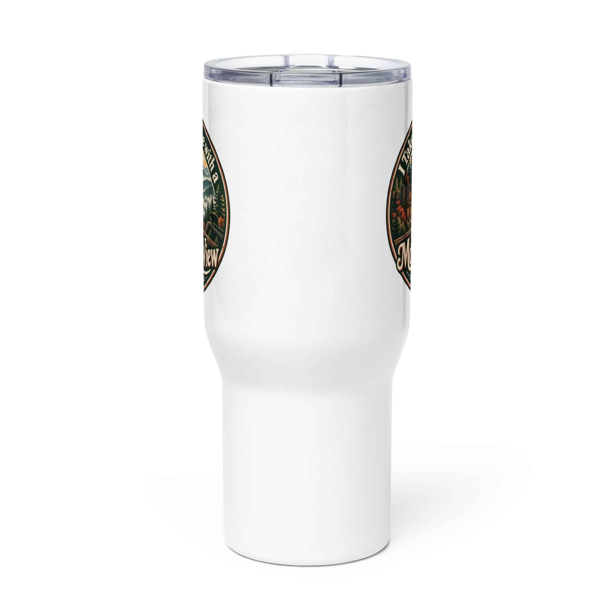 Gatlinburg and the Smokies Travel Mug: I Take My Coffee with a Mountain View, Vintage Round Badge