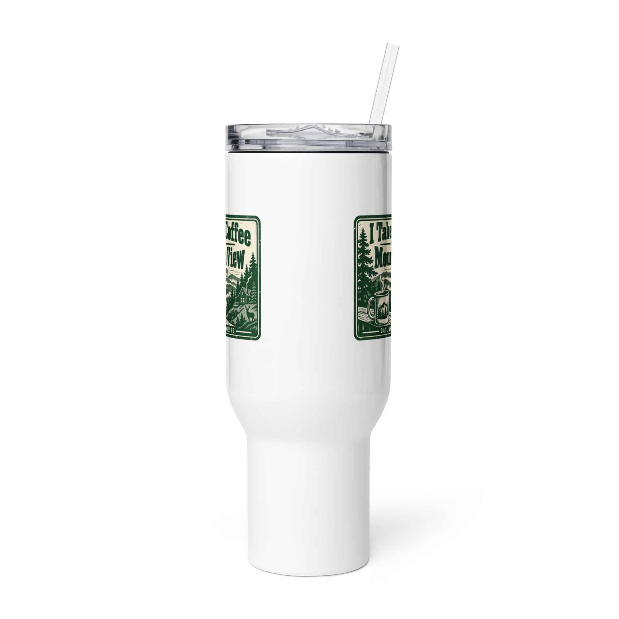 Gatlinburg and the Smokies Travel Mug: I Take My Coffee with a Mountain View, Forest Ink Stamp