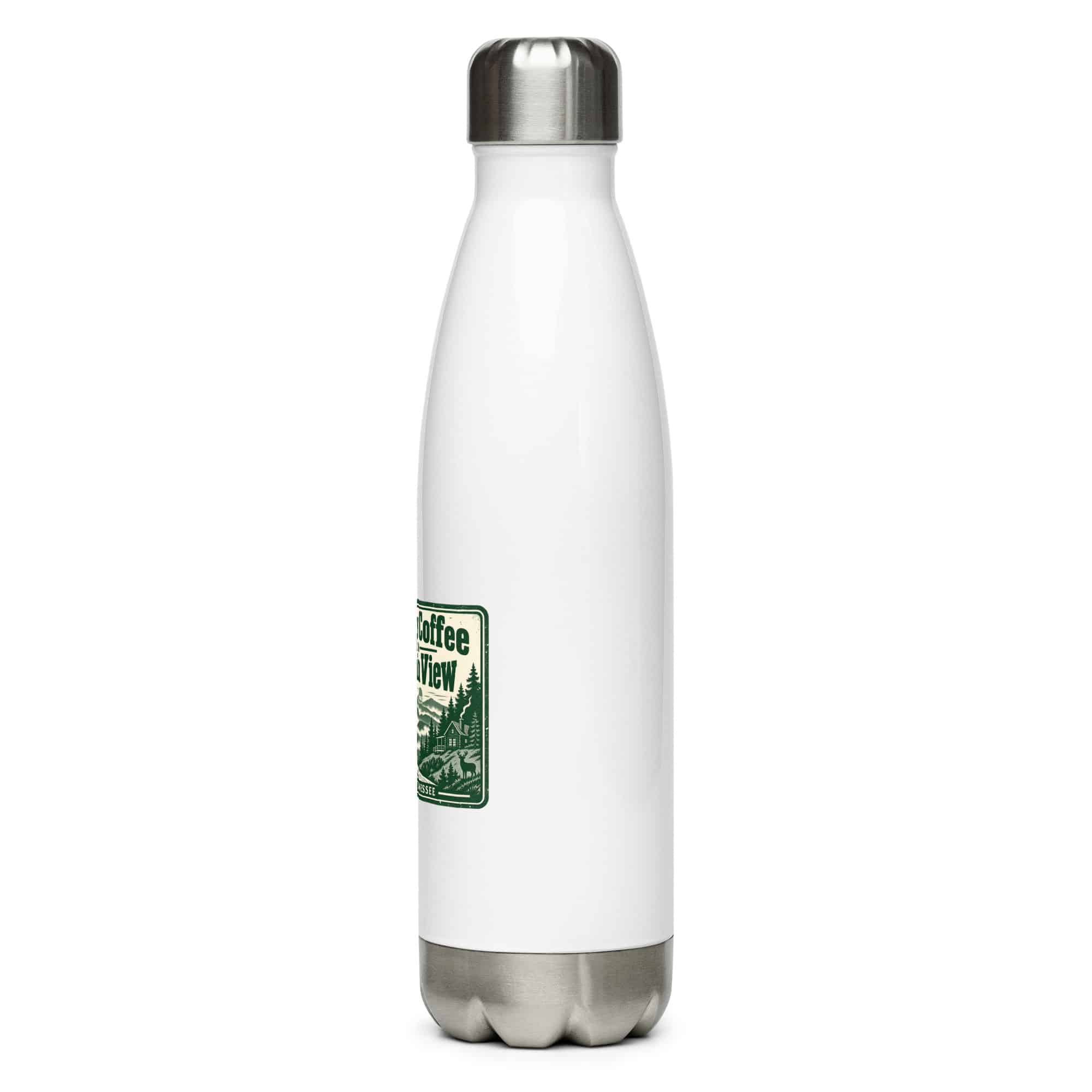 Gatlinburg and the Smokies Stainless Steel Water Bottle: I Take My Coffee with a Mountain View, Forest Ink Stamp