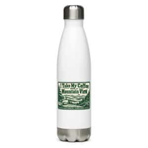 Gatlinburg and the Smokies Stainless Steel Water Bottle: I Take My Coffee with a Mountain View, Forest Ink Stamp - 17 oz - Main