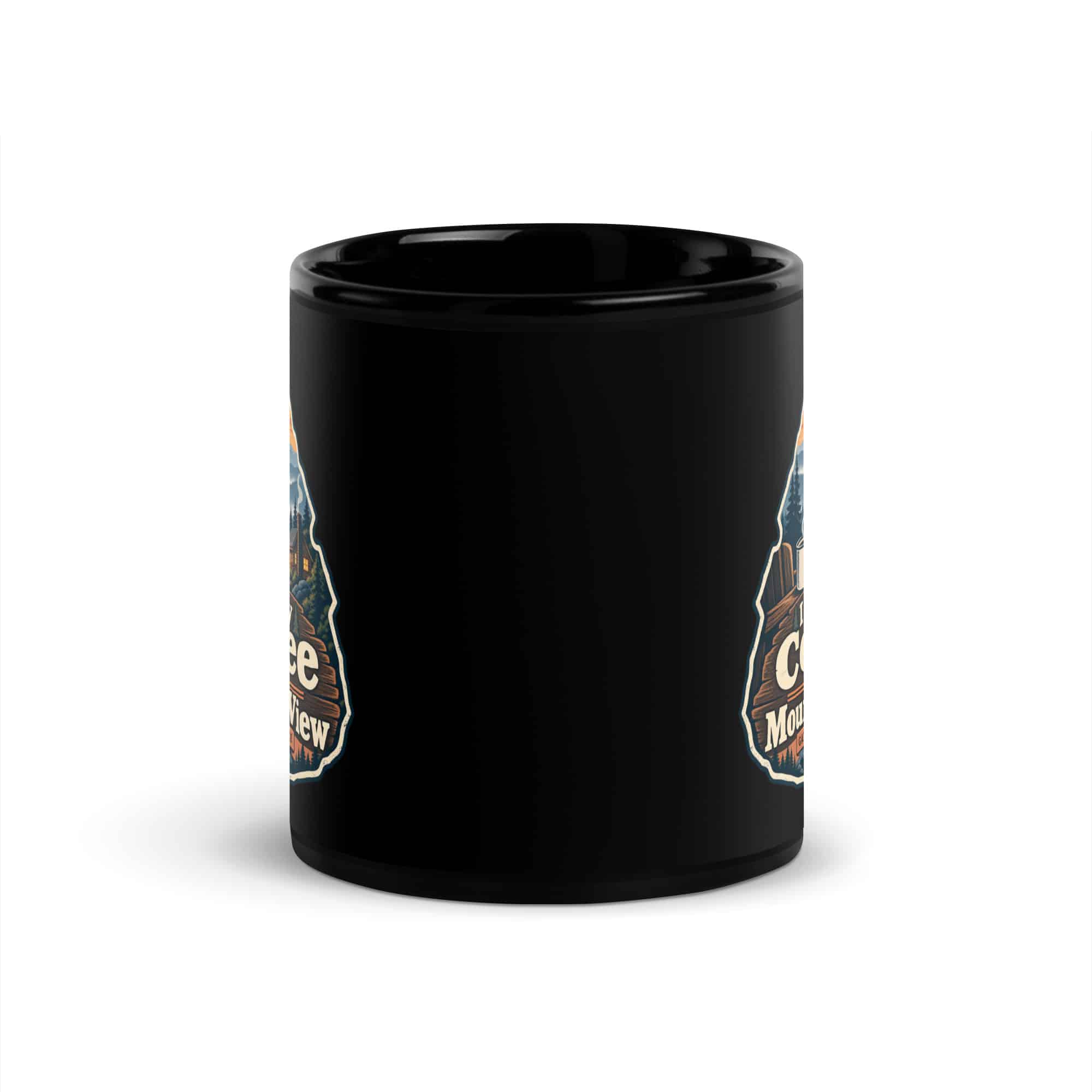 Gatlinburg and the Smokies Black Coffee Mug: I Take My Coffee with a Mountain View, Scenic Shield Badge