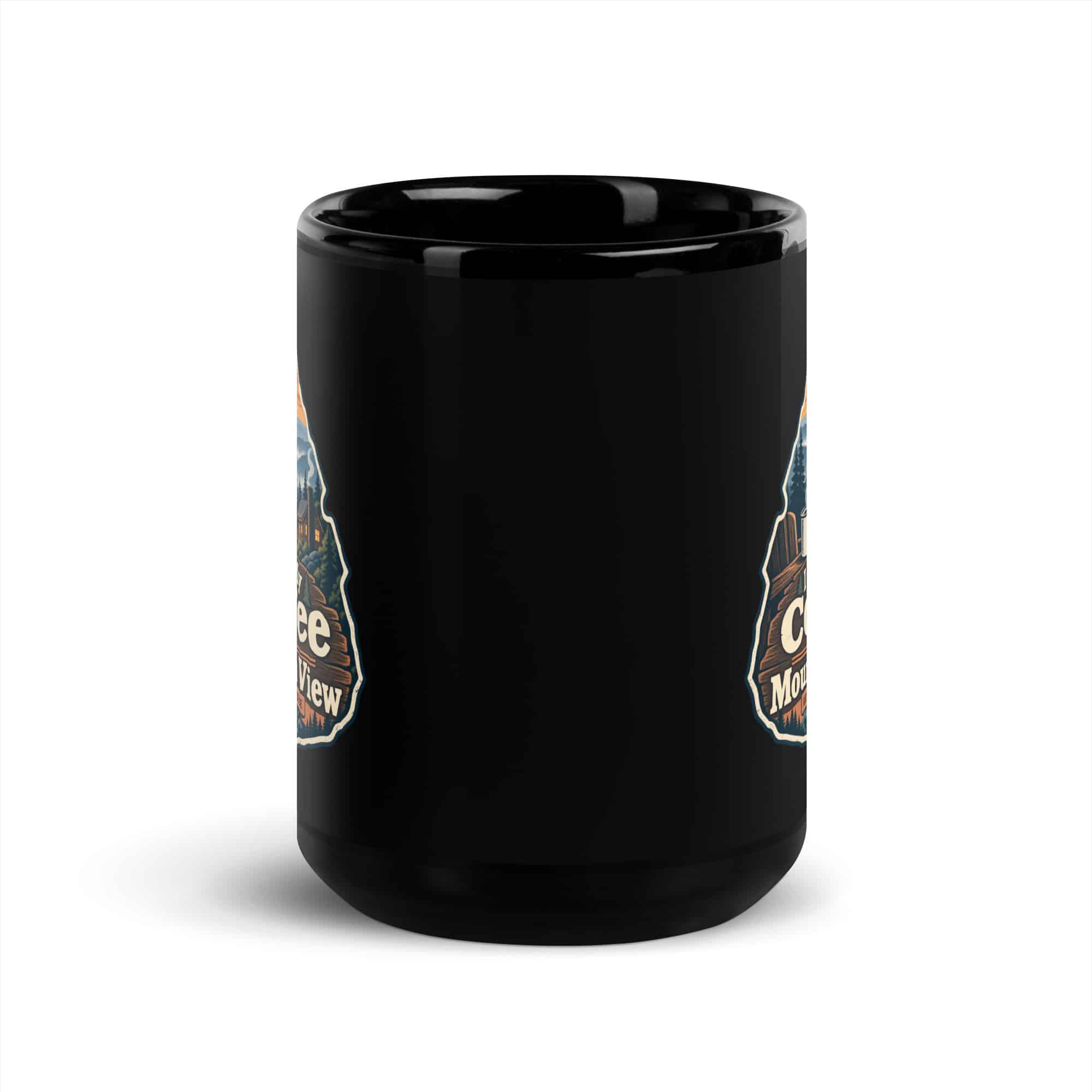 Gatlinburg and the Smokies Black Coffee Mug: I Take My Coffee with a Mountain View, Scenic Shield Badge