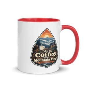 Gatlinburg and the Smokies Color Inside Coffee Mug: I Take My Coffee with a Mountain View, Scenic Shield Badge - 11 oz - Main