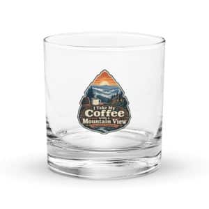 Gatlinburg and the Smokies Rocks Glass: I Take My Coffee with a Mountain View, Scenic Shield Badge - 10.5 oz - Main