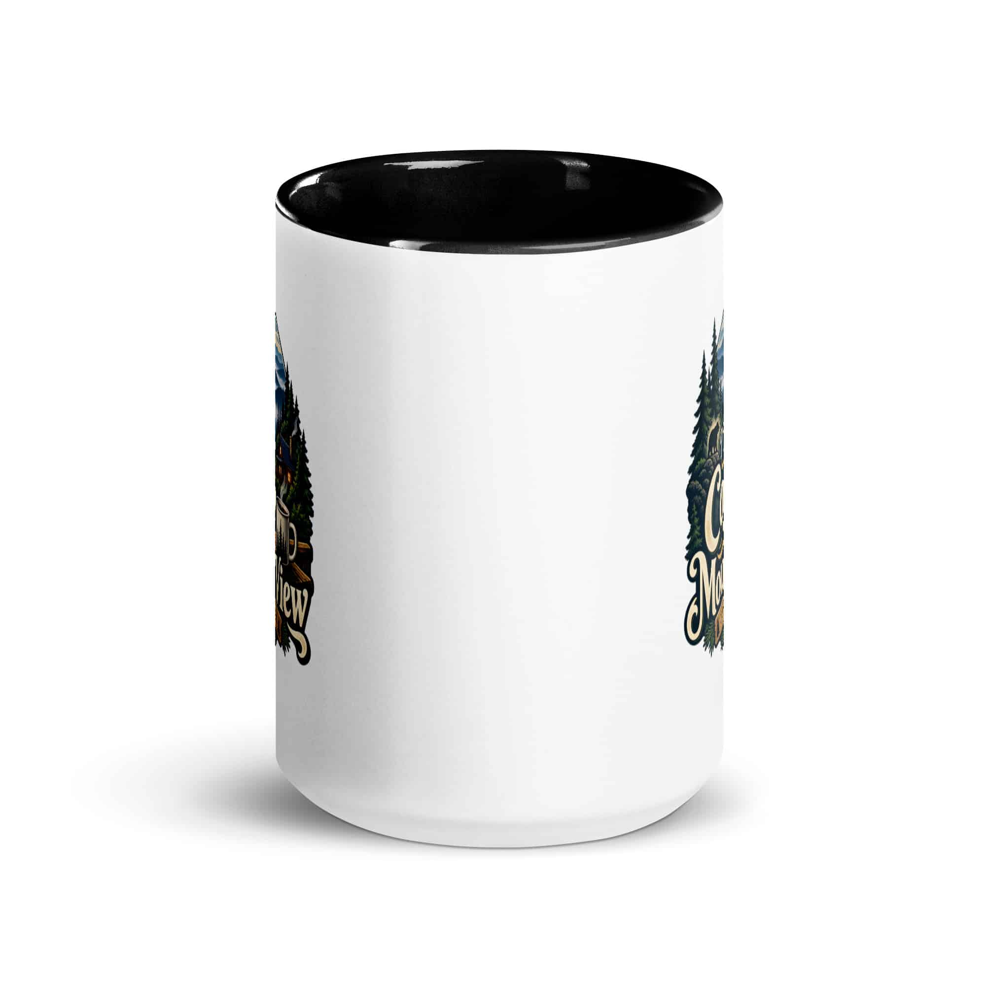 Gatlinburg and the Smokies Color Inside Coffee Mug: I Take My Coffee with a Mountain View, Woodland Scenic Lettering