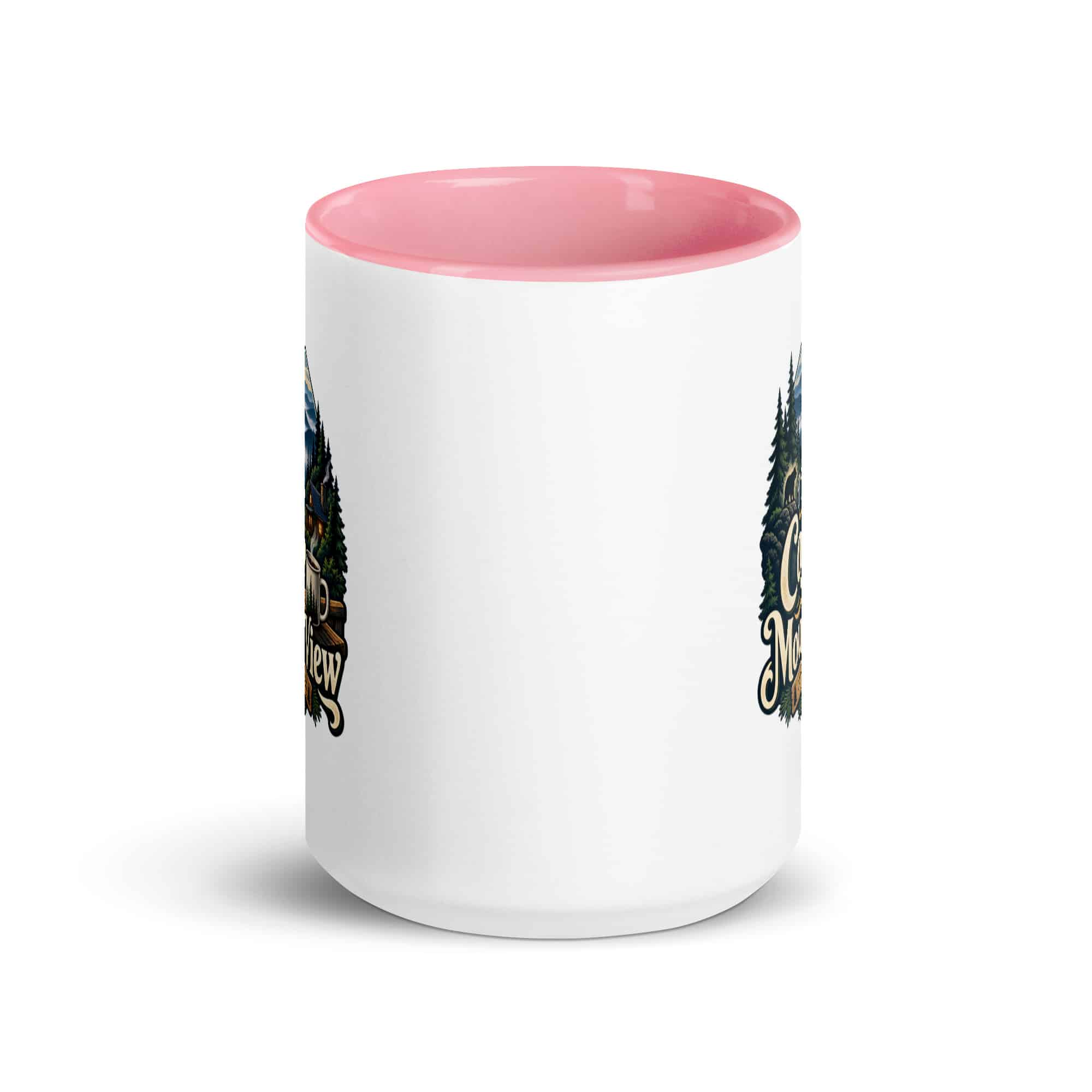 Gatlinburg and the Smokies Color Inside Coffee Mug: I Take My Coffee with a Mountain View, Woodland Scenic Lettering
