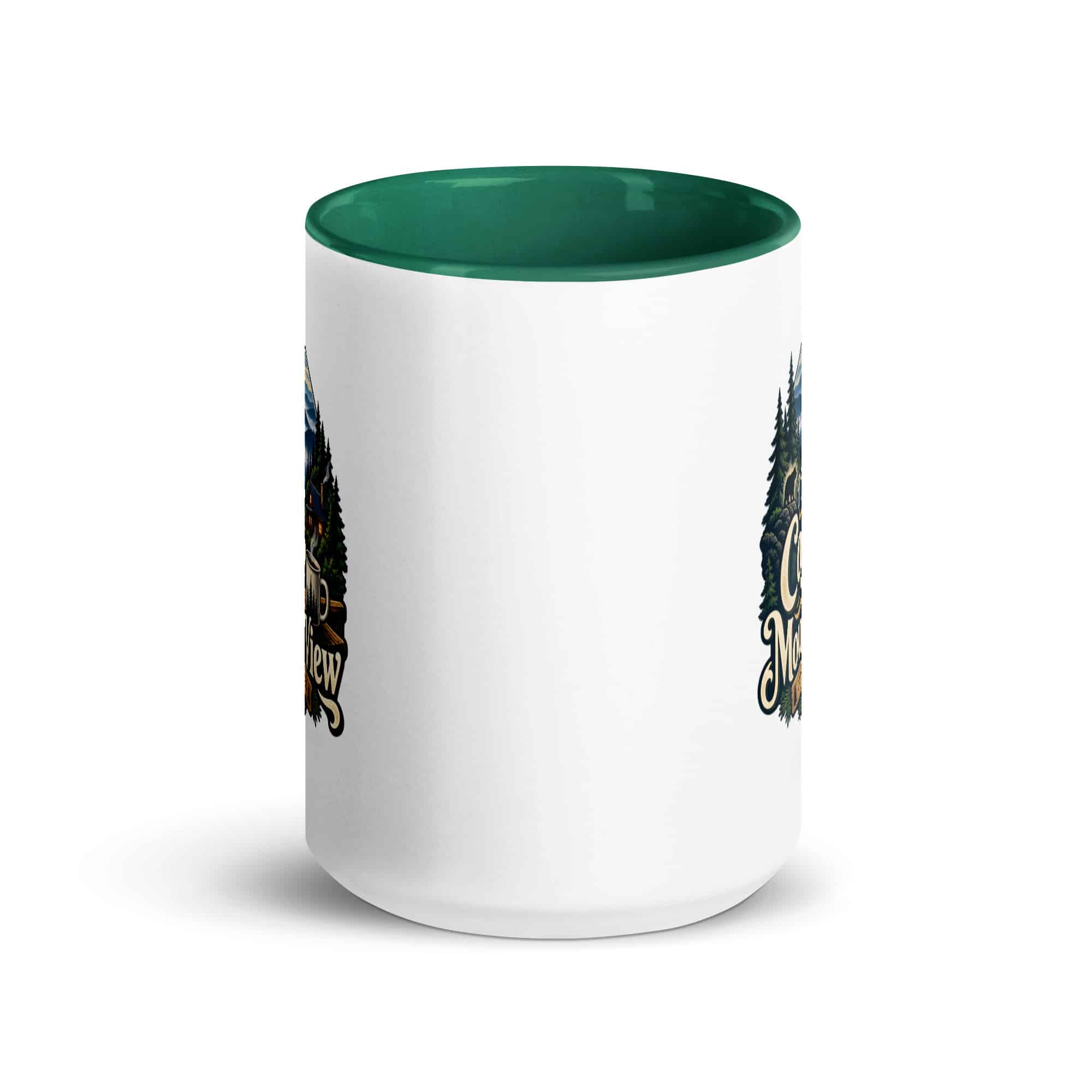 Gatlinburg and the Smokies Color Inside Coffee Mug: I Take My Coffee with a Mountain View, Woodland Scenic Lettering