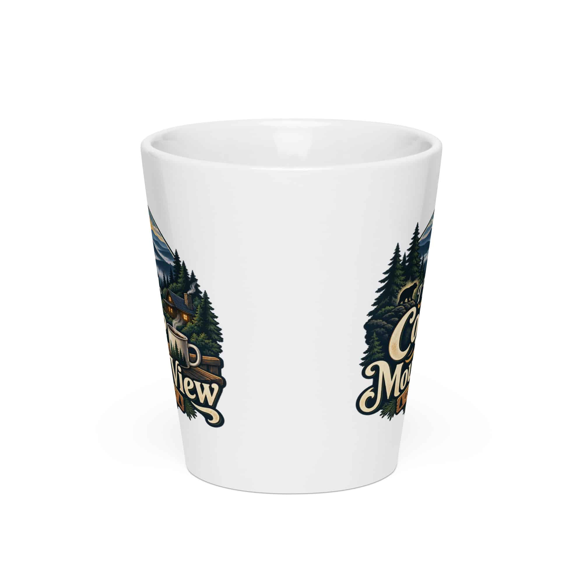 Gatlinburg and the Smokies Latte Mug: I Take My Coffee with a Mountain View, Woodland Scenic Lettering