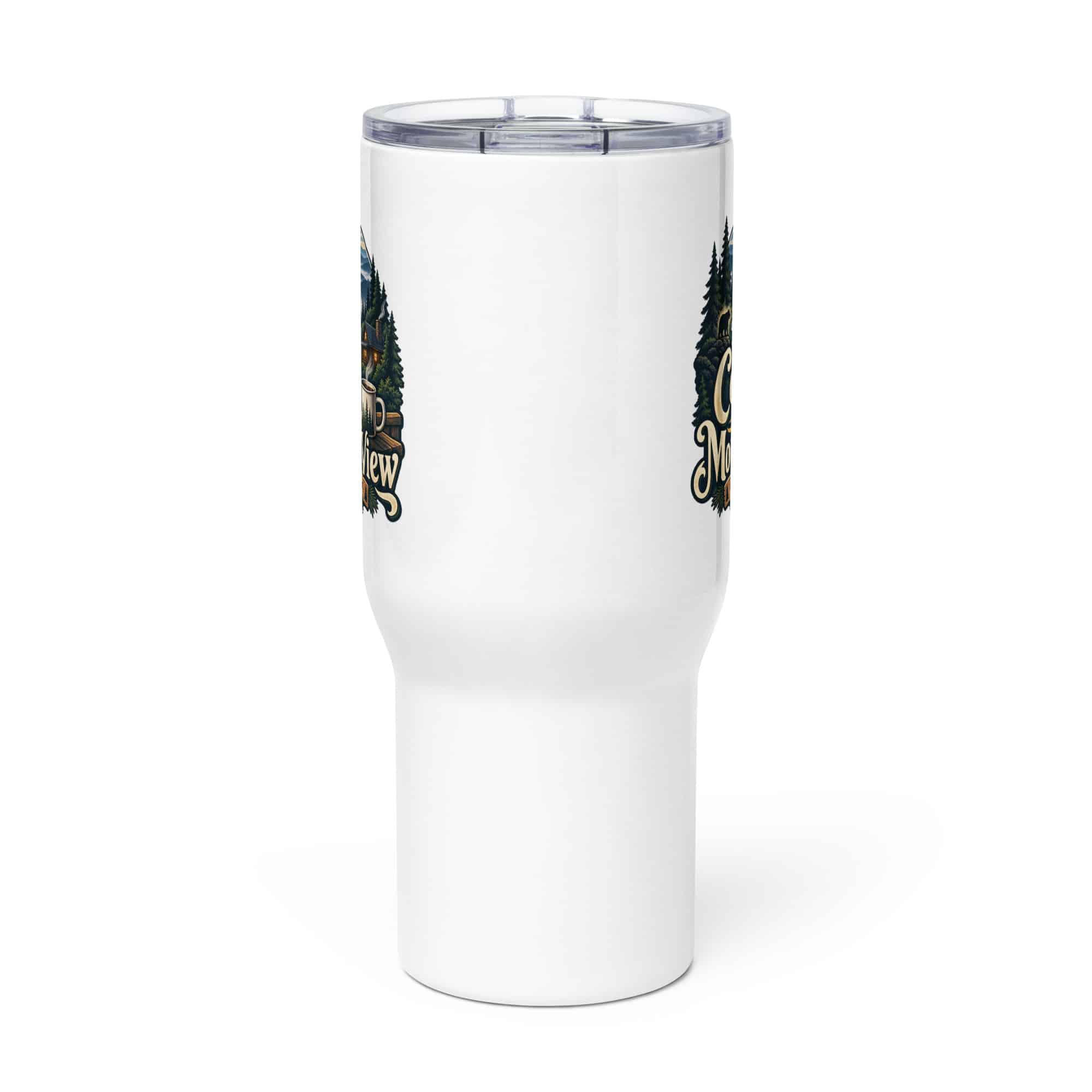 Gatlinburg and the Smokies Travel Mug: I Take My Coffee with a Mountain View, Woodland Scenic Lettering
