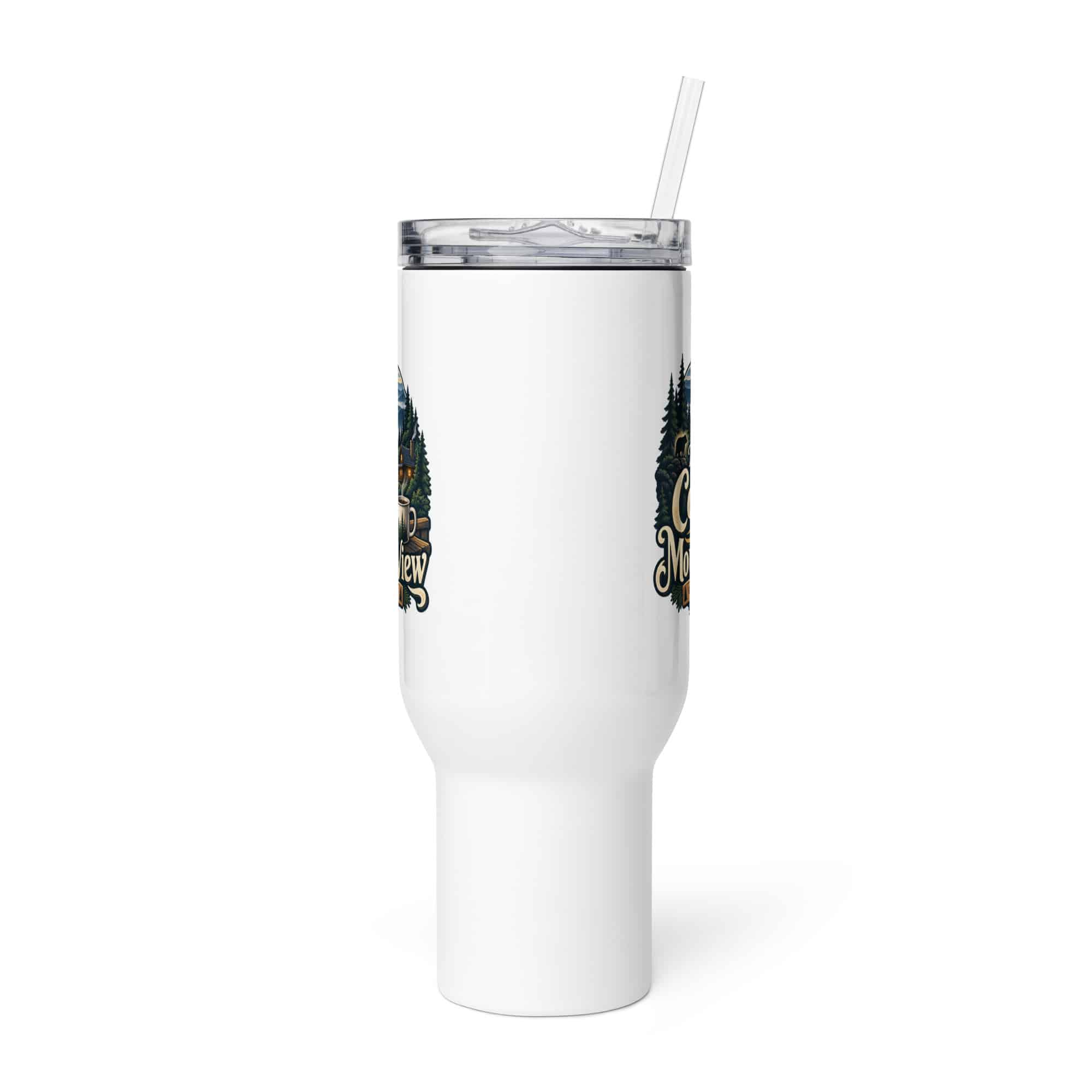 Gatlinburg and the Smokies Travel Mug: I Take My Coffee with a Mountain View, Woodland Scenic Lettering