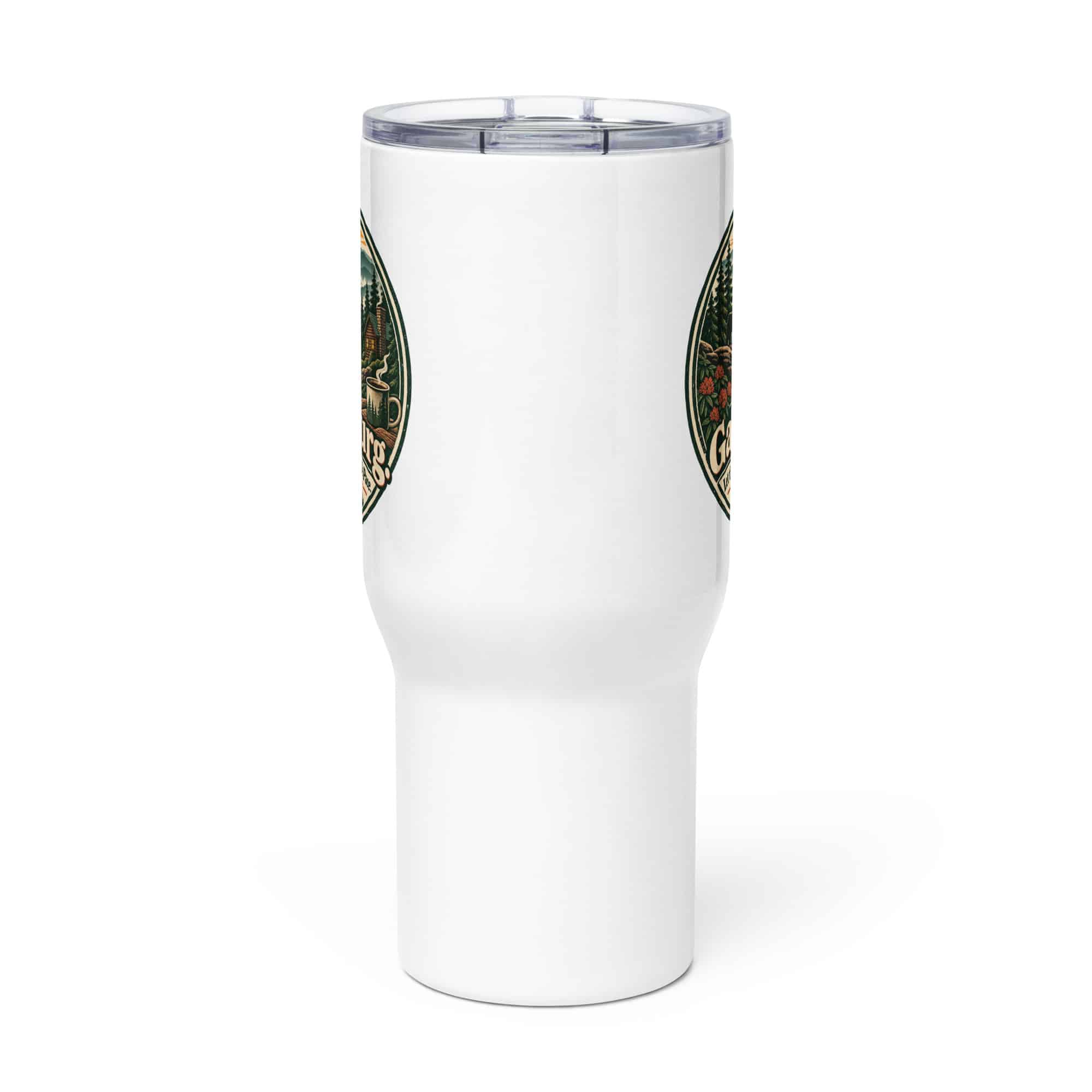 Gatlinburg and the Smokies Travel Mug: Gatlinburg. Let the Mountains Set the Pace, Vintage Round Badge
