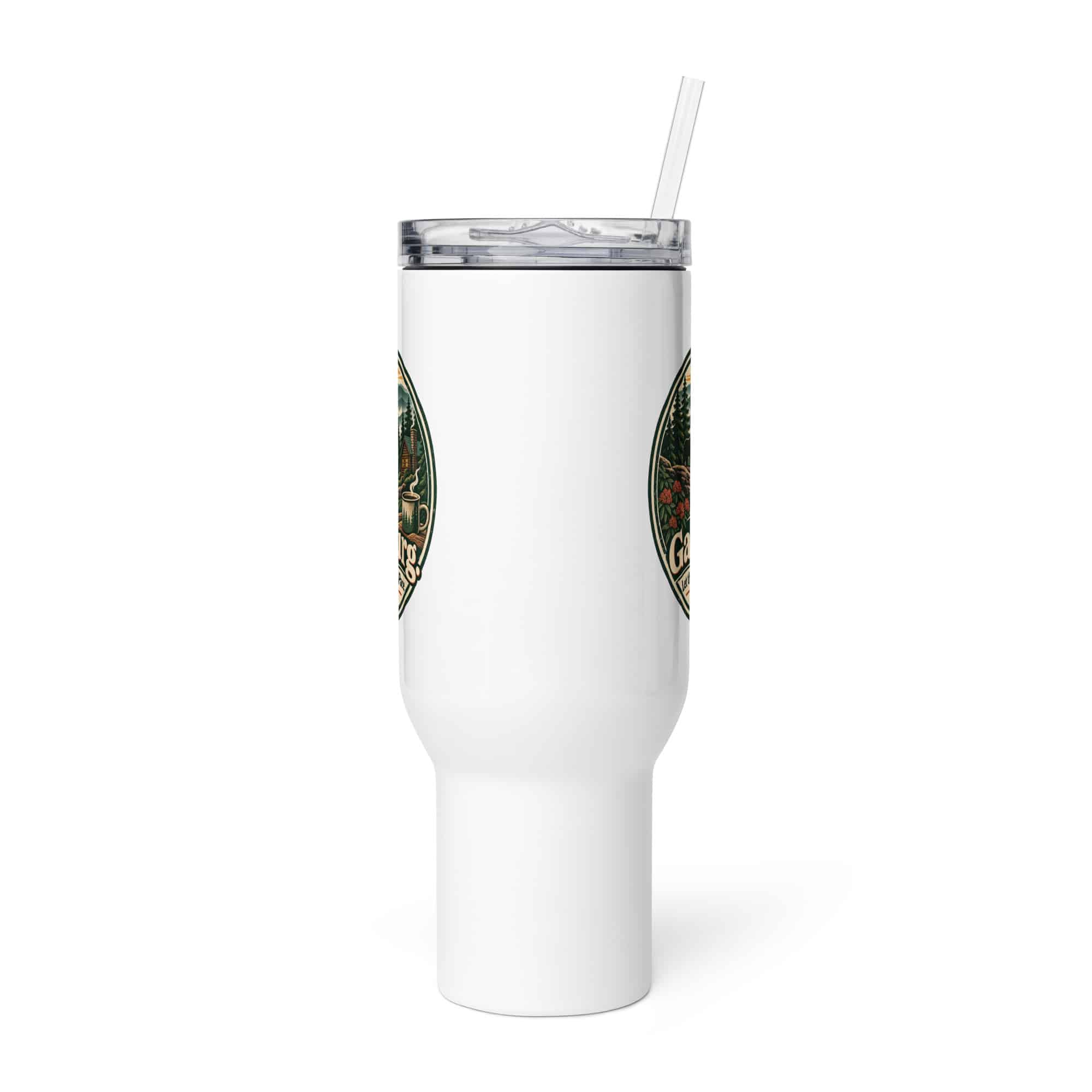 Gatlinburg and the Smokies Travel Mug: Gatlinburg. Let the Mountains Set the Pace, Vintage Round Badge