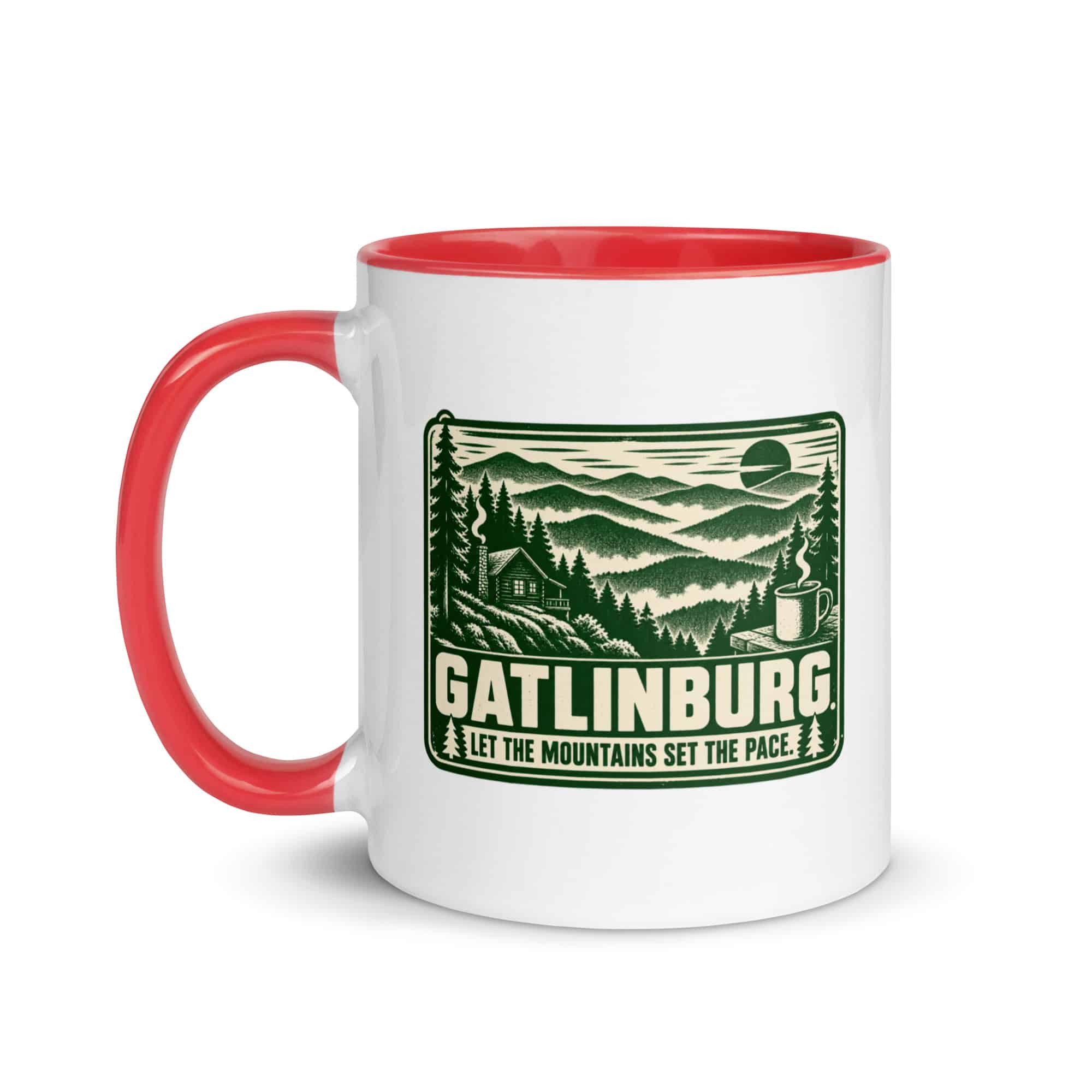 Gatlinburg and the Smokies Color Inside Coffee Mug: Gatlinburg. Let the Mountains Set the Pace, Forest Ink Stamp