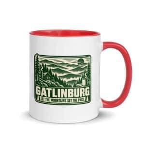 Gatlinburg and the Smokies Color Inside Coffee Mug: Gatlinburg. Let the Mountains Set the Pace, Forest Ink Stamp - 11 oz - Main