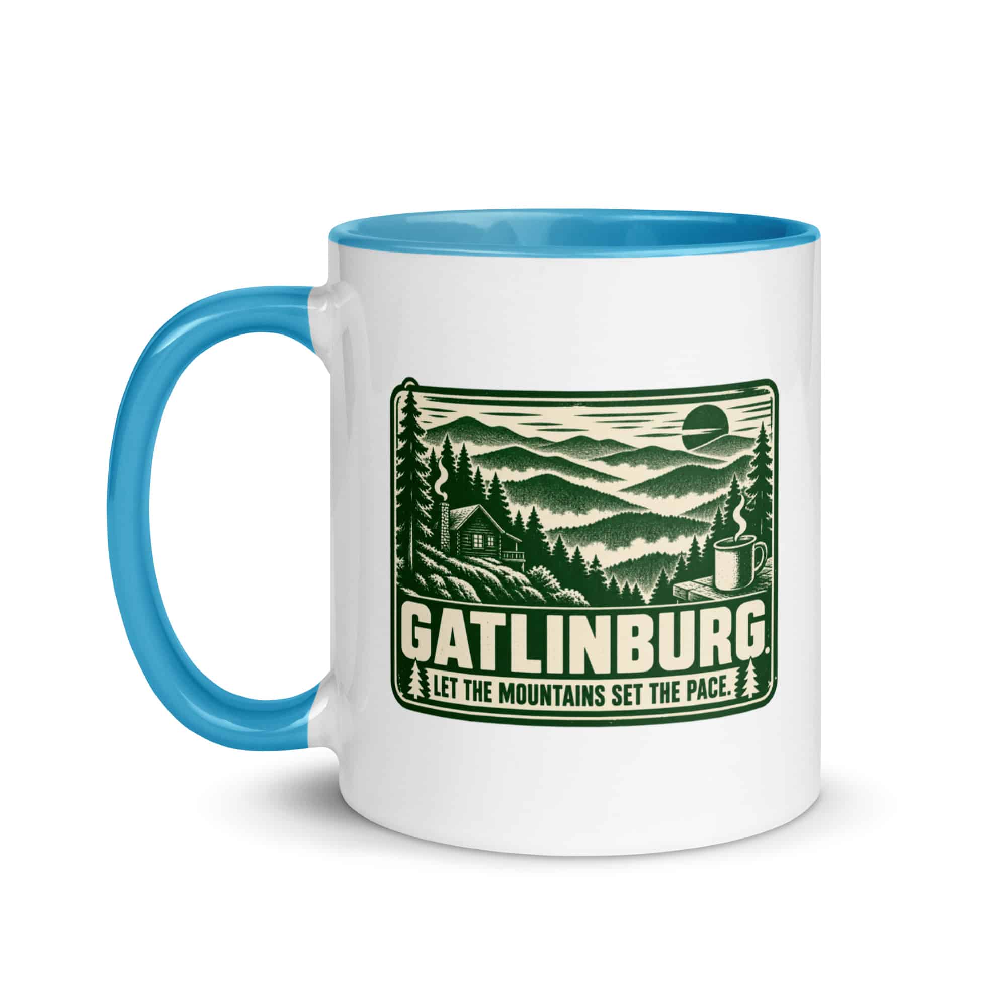 Gatlinburg and the Smokies Color Inside Coffee Mug: Gatlinburg. Let the Mountains Set the Pace, Forest Ink Stamp