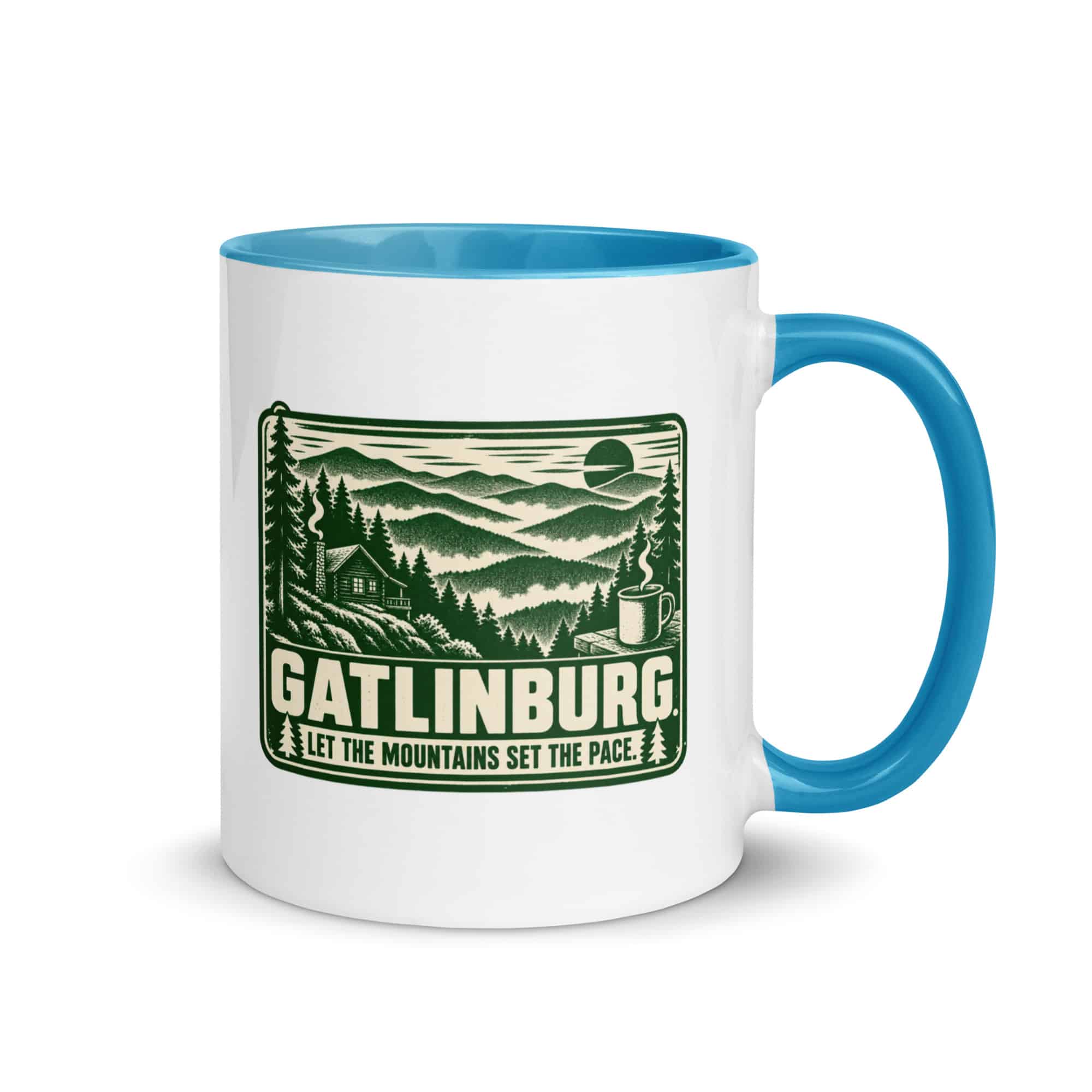 Gatlinburg and the Smokies Color Inside Coffee Mug: Gatlinburg. Let the Mountains Set the Pace, Forest Ink Stamp