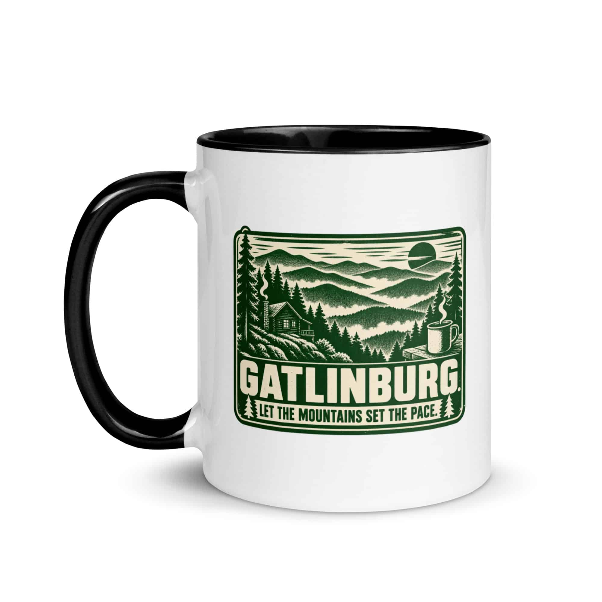 Gatlinburg and the Smokies Color Inside Coffee Mug: Gatlinburg. Let the Mountains Set the Pace, Forest Ink Stamp