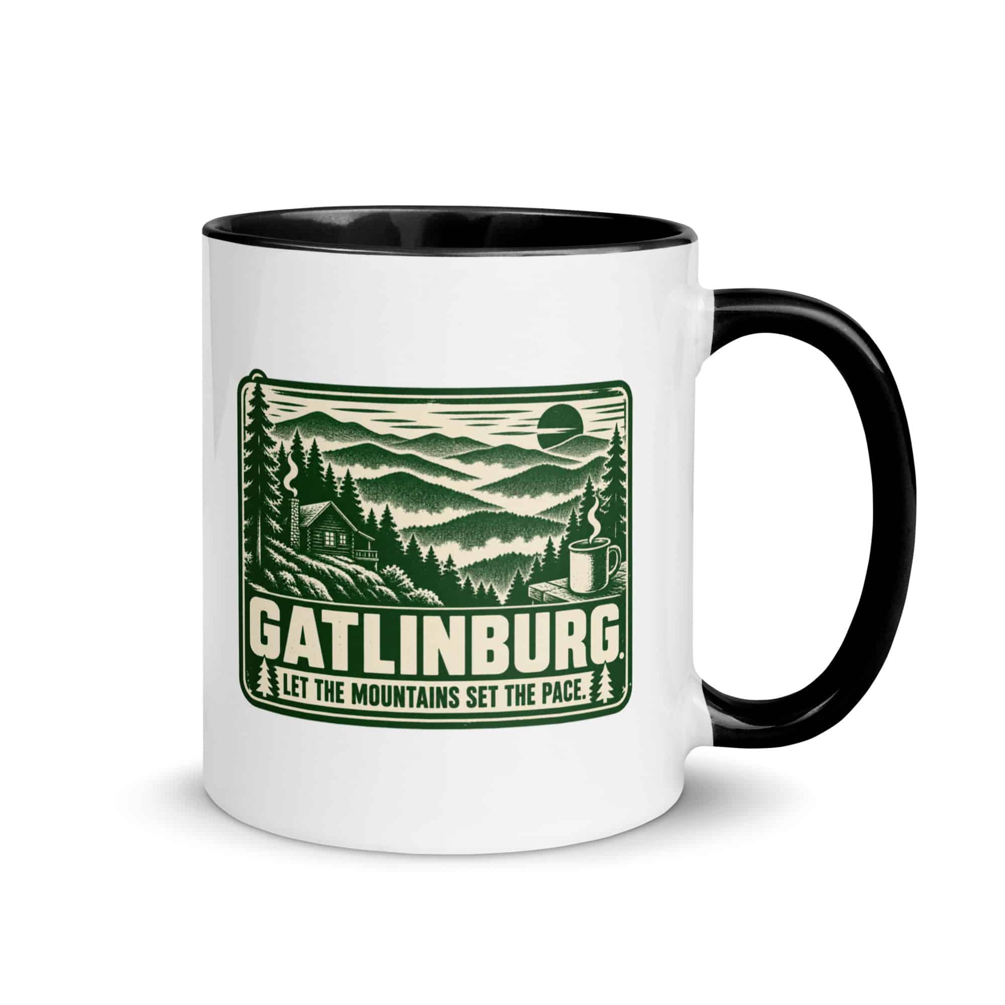 Gatlinburg and the Smokies Color Inside Coffee Mug: Gatlinburg. Let the Mountains Set the Pace, Forest Ink Stamp