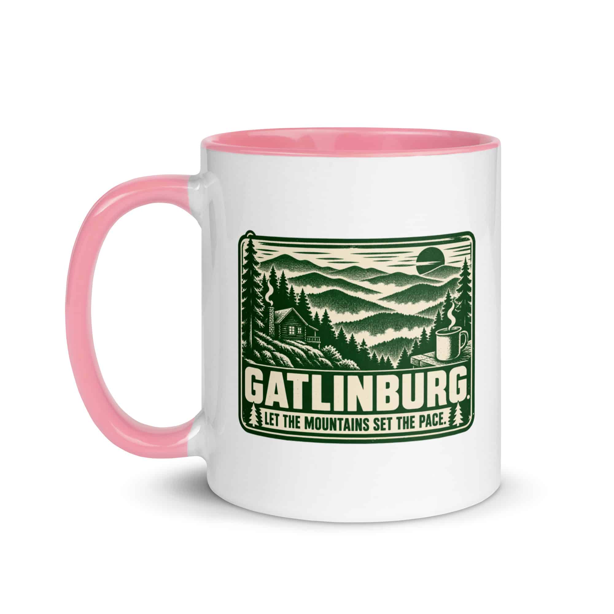 Gatlinburg and the Smokies Color Inside Coffee Mug: Gatlinburg. Let the Mountains Set the Pace, Forest Ink Stamp