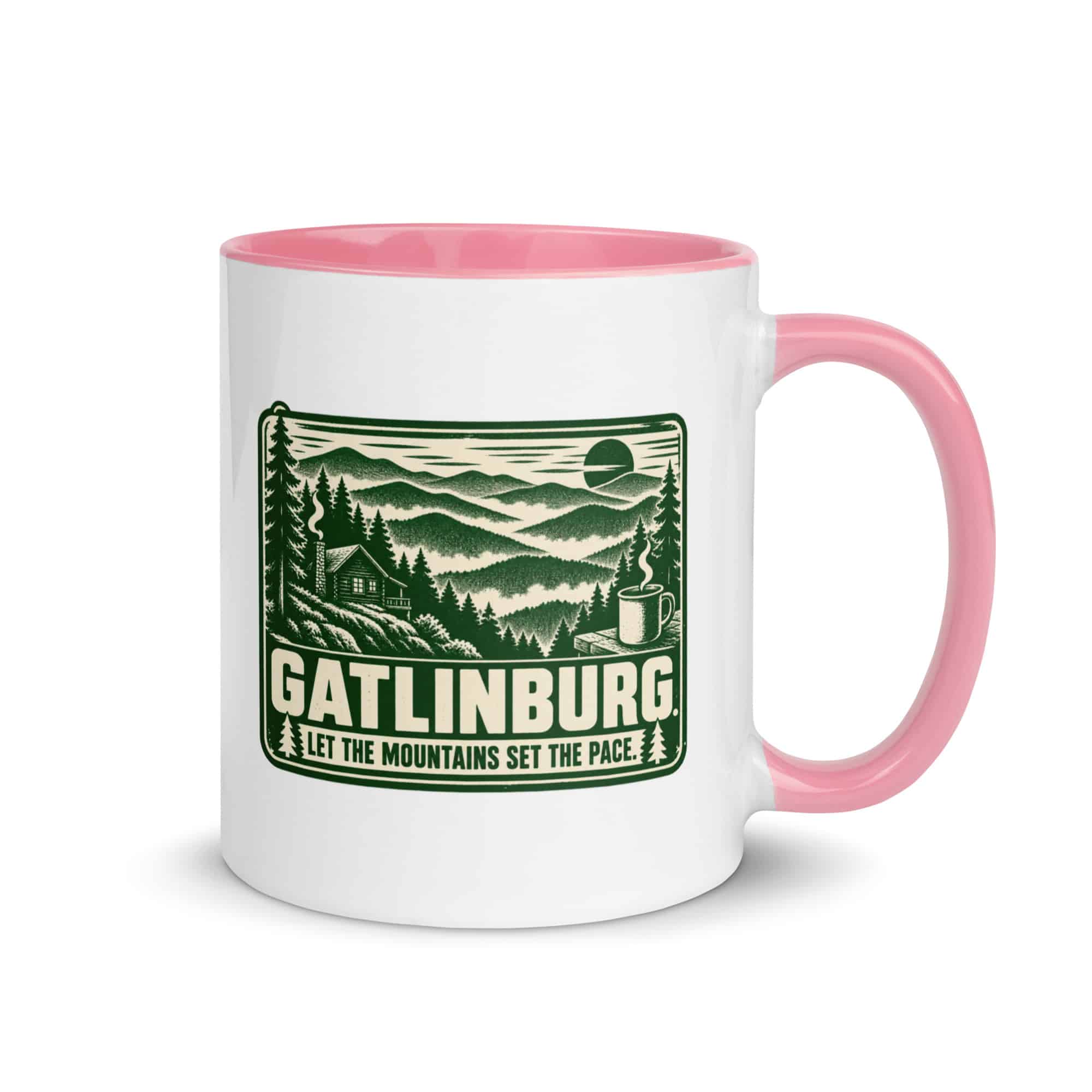 Gatlinburg and the Smokies Color Inside Coffee Mug: Gatlinburg. Let the Mountains Set the Pace, Forest Ink Stamp