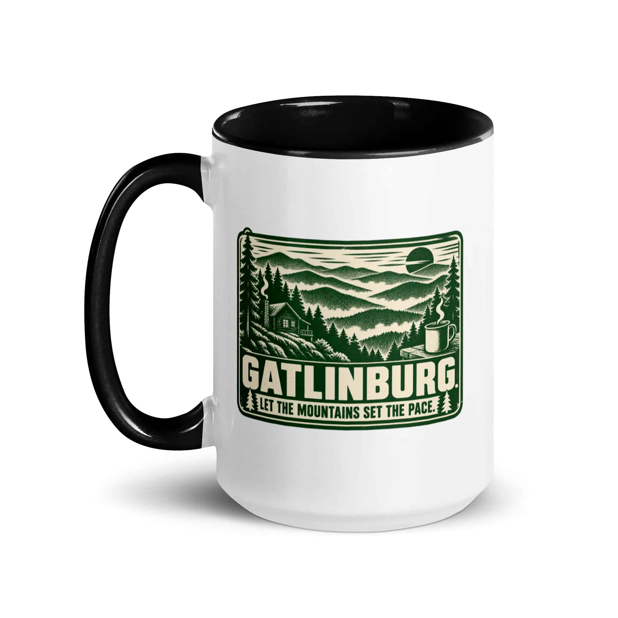 Gatlinburg and the Smokies Color Inside Coffee Mug: Gatlinburg. Let the Mountains Set the Pace, Forest Ink Stamp
