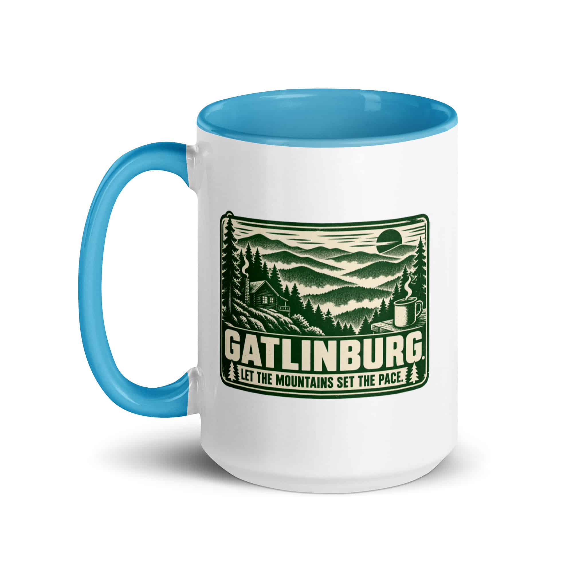 Gatlinburg and the Smokies Color Inside Coffee Mug: Gatlinburg. Let the Mountains Set the Pace, Forest Ink Stamp