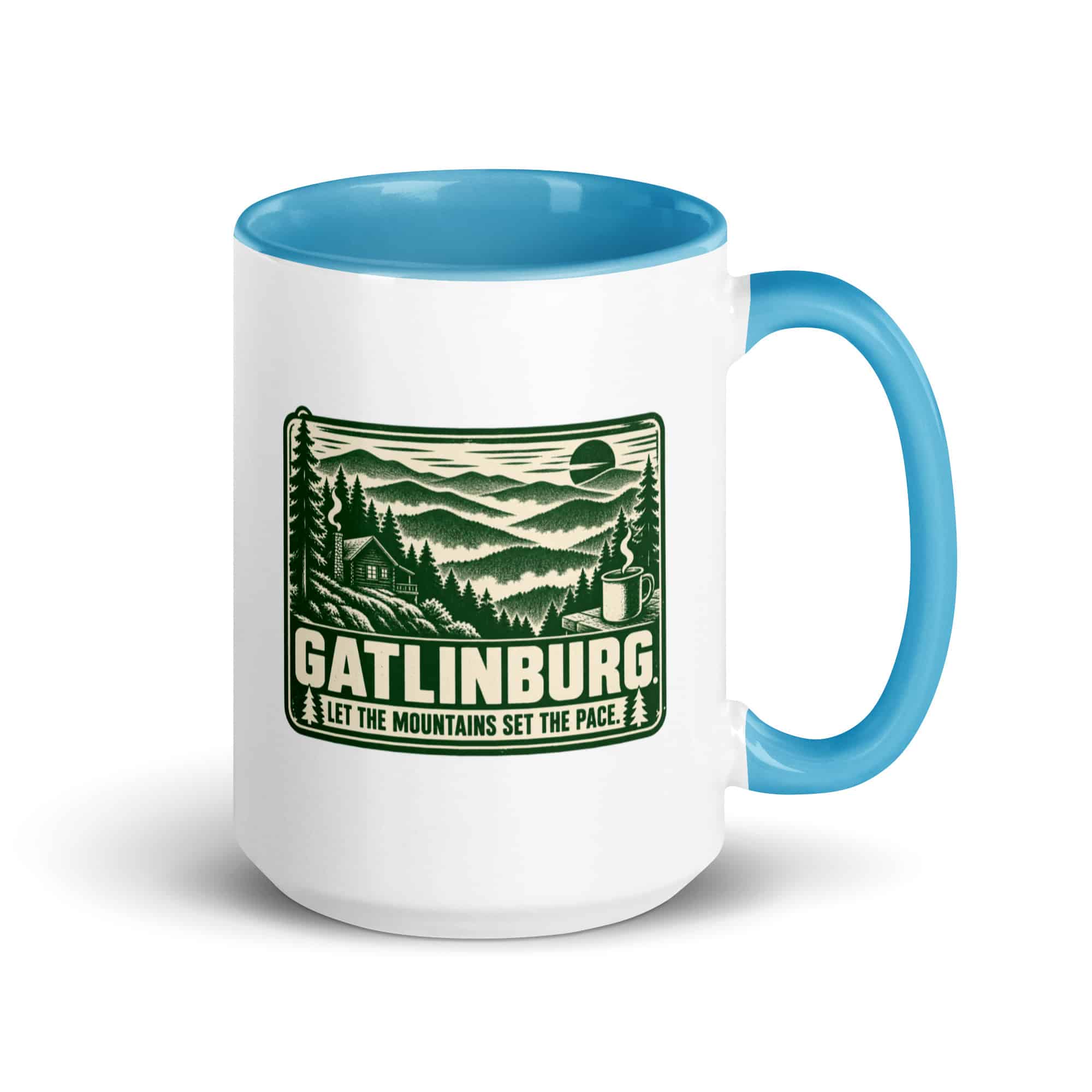 Gatlinburg and the Smokies Color Inside Coffee Mug: Gatlinburg. Let the Mountains Set the Pace, Forest Ink Stamp