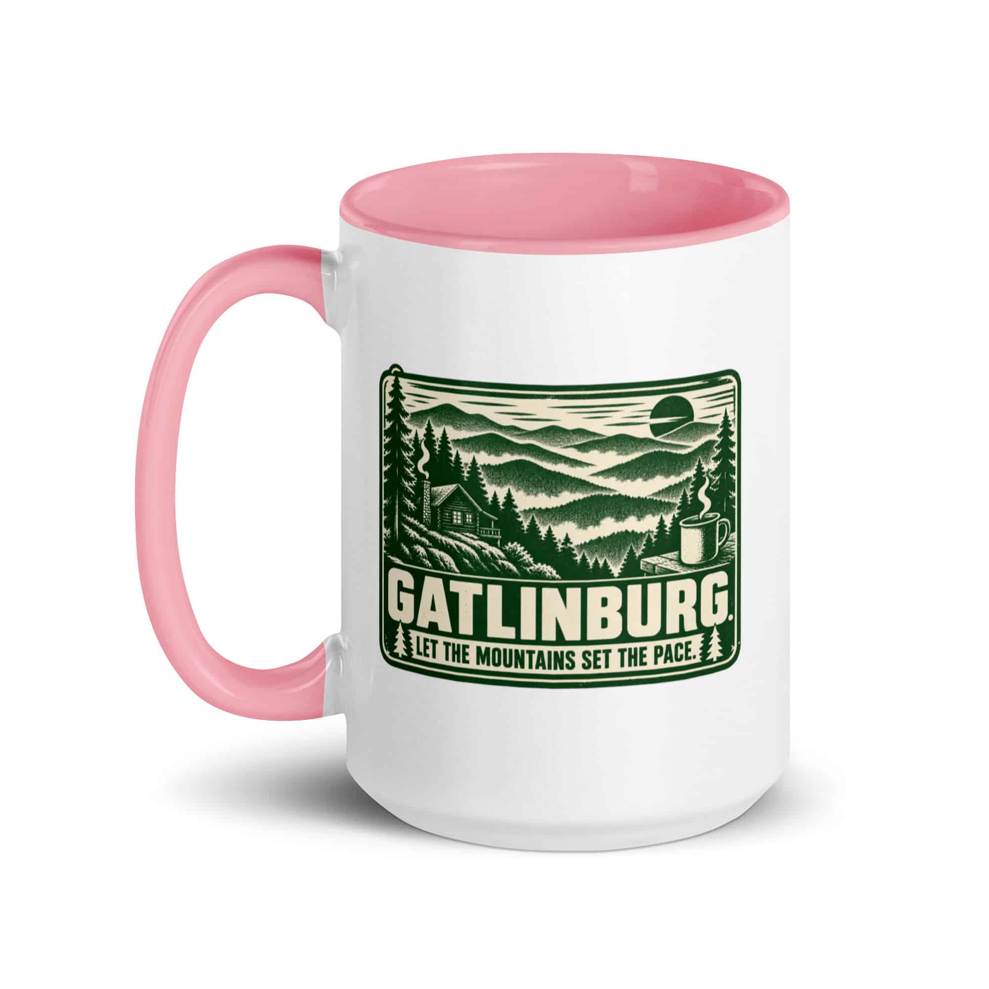 Gatlinburg and the Smokies Color Inside Coffee Mug: Gatlinburg. Let the Mountains Set the Pace, Forest Ink Stamp