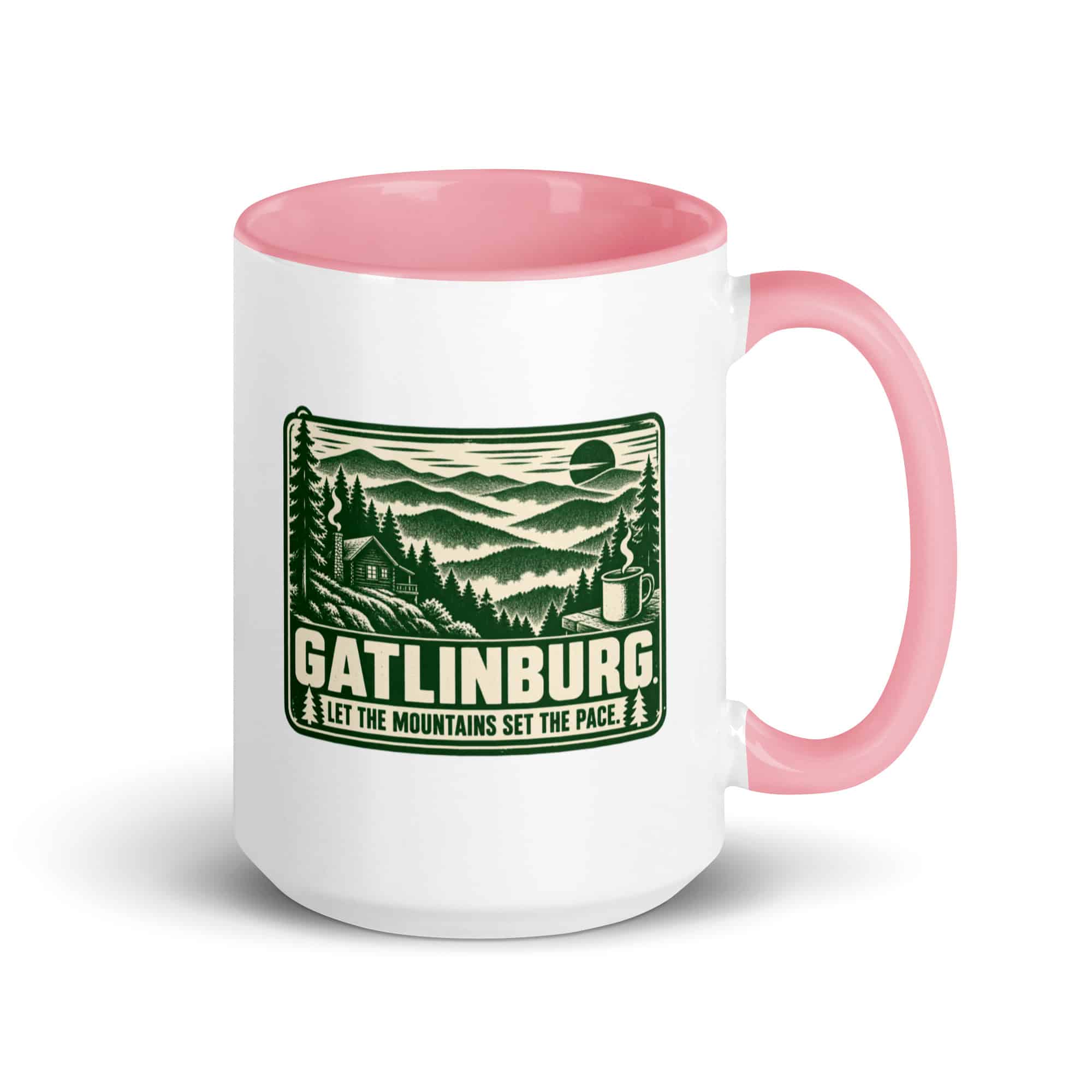 Gatlinburg and the Smokies Color Inside Coffee Mug: Gatlinburg. Let the Mountains Set the Pace, Forest Ink Stamp