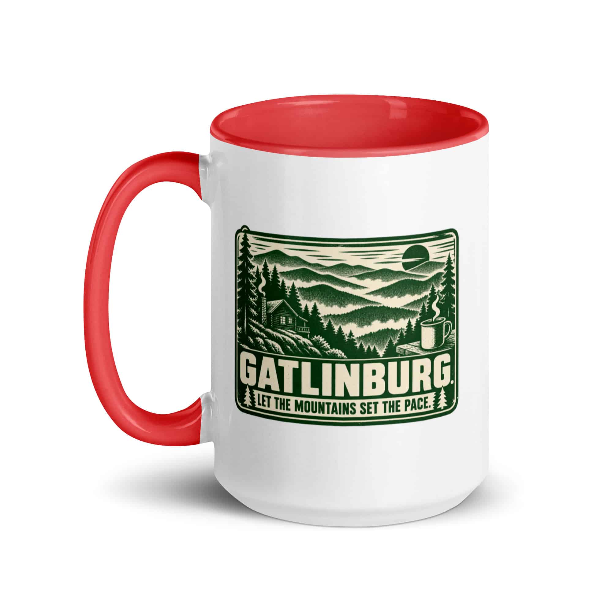 Gatlinburg and the Smokies Color Inside Coffee Mug: Gatlinburg. Let the Mountains Set the Pace, Forest Ink Stamp