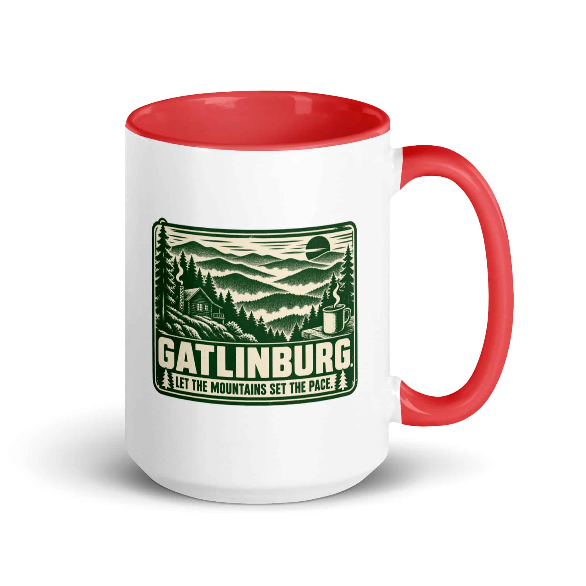 Gatlinburg and the Smokies Color Inside Coffee Mug: Gatlinburg. Let the Mountains Set the Pace, Forest Ink Stamp