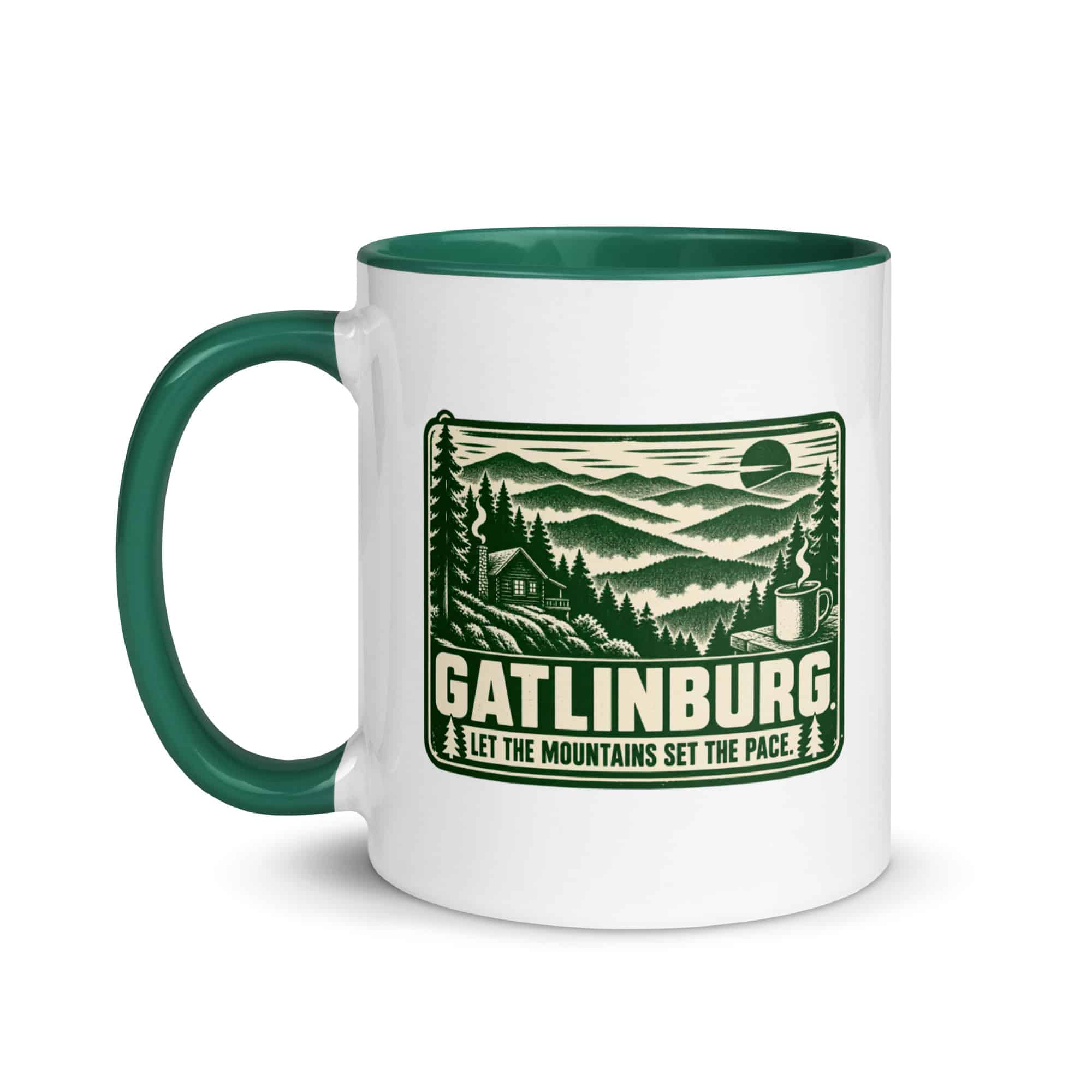 Gatlinburg and the Smokies Color Inside Coffee Mug: Gatlinburg. Let the Mountains Set the Pace, Forest Ink Stamp