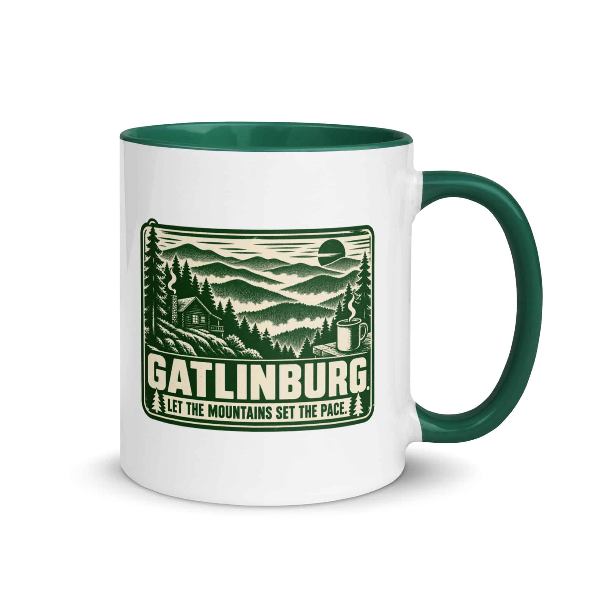 Gatlinburg and the Smokies Color Inside Coffee Mug: Gatlinburg. Let the Mountains Set the Pace, Forest Ink Stamp