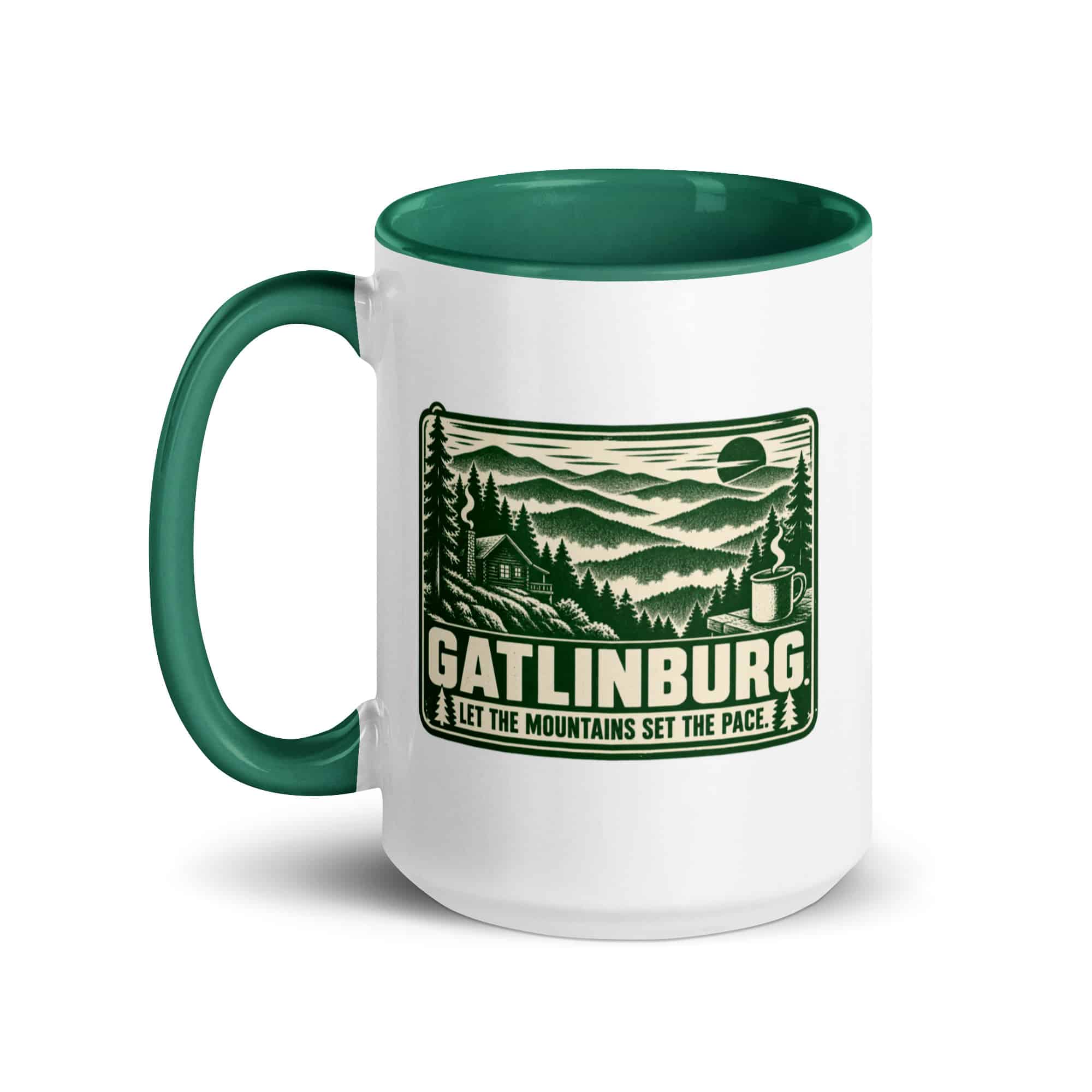 Gatlinburg and the Smokies Color Inside Coffee Mug: Gatlinburg. Let the Mountains Set the Pace, Forest Ink Stamp
