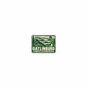 Gatlinburg and the Smokies Die-Cut Magnet: Gatlinburg. Let the Mountains Set the Pace, Forest Ink Stamp - 3″×3″ - Main