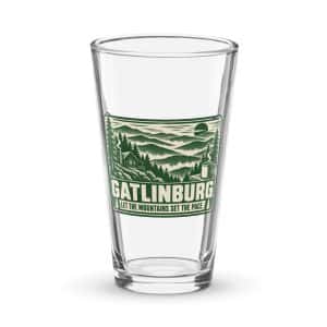 Gatlinburg and the Smokies Pint Glass: Gatlinburg. Let the Mountains Set the Pace, Forest Ink Stamp - 16 oz - Main