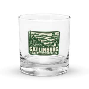 Gatlinburg and the Smokies Rocks Glass: Gatlinburg. Let the Mountains Set the Pace, Forest Ink Stamp - 10.5 oz - Main