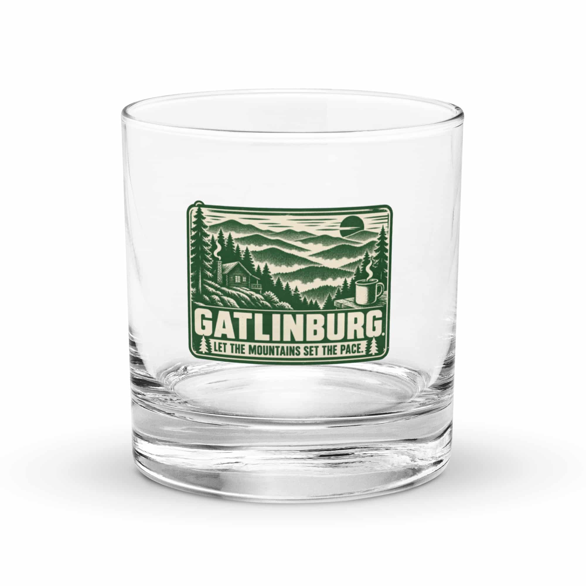 Gatlinburg and the Smokies Rocks Glass: Gatlinburg. Let the Mountains Set the Pace, Forest Ink Stamp