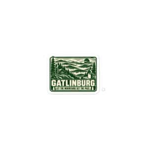 Gatlinburg and the Smokies Vinyl Sticker: Gatlinburg. Let the Mountains Set the Pace, Forest Ink Stamp - 3″×3″ - Main